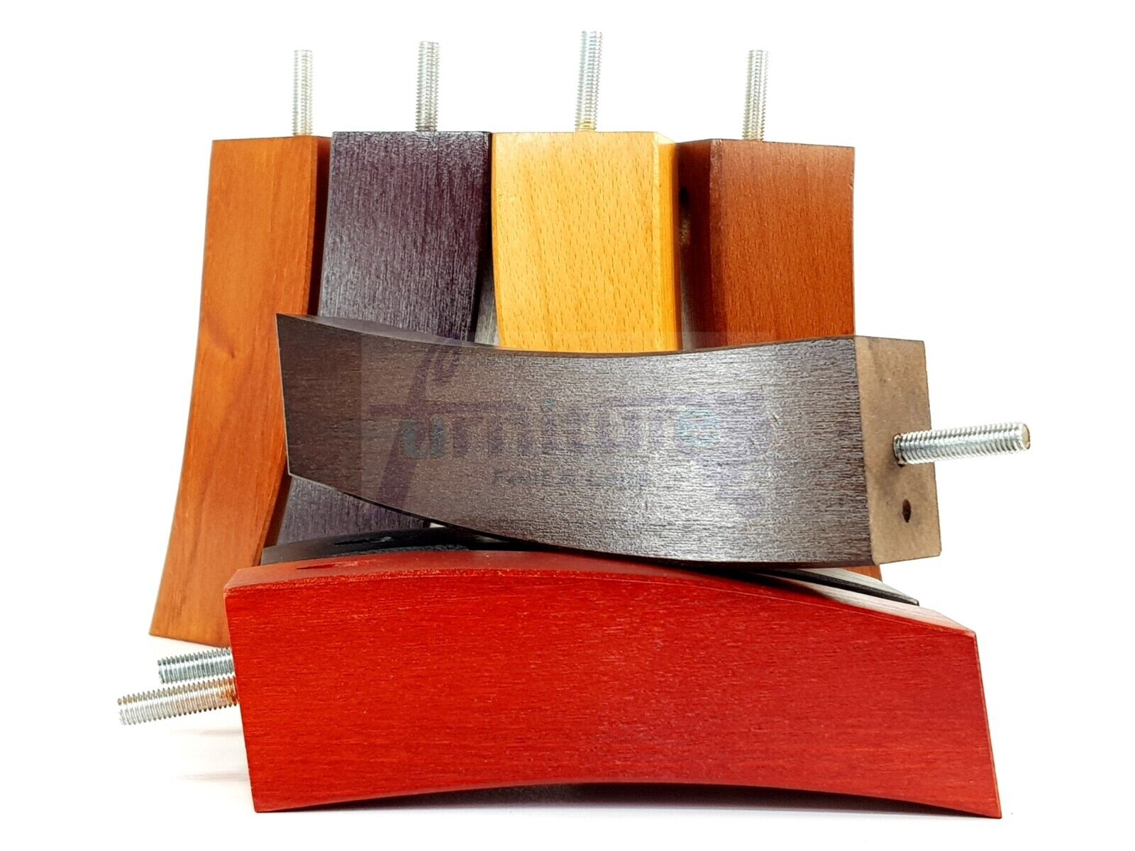 Set Of 4 Solid Wood Curved Furniture Feet Replacement Legs 185mm High M8(8mm)