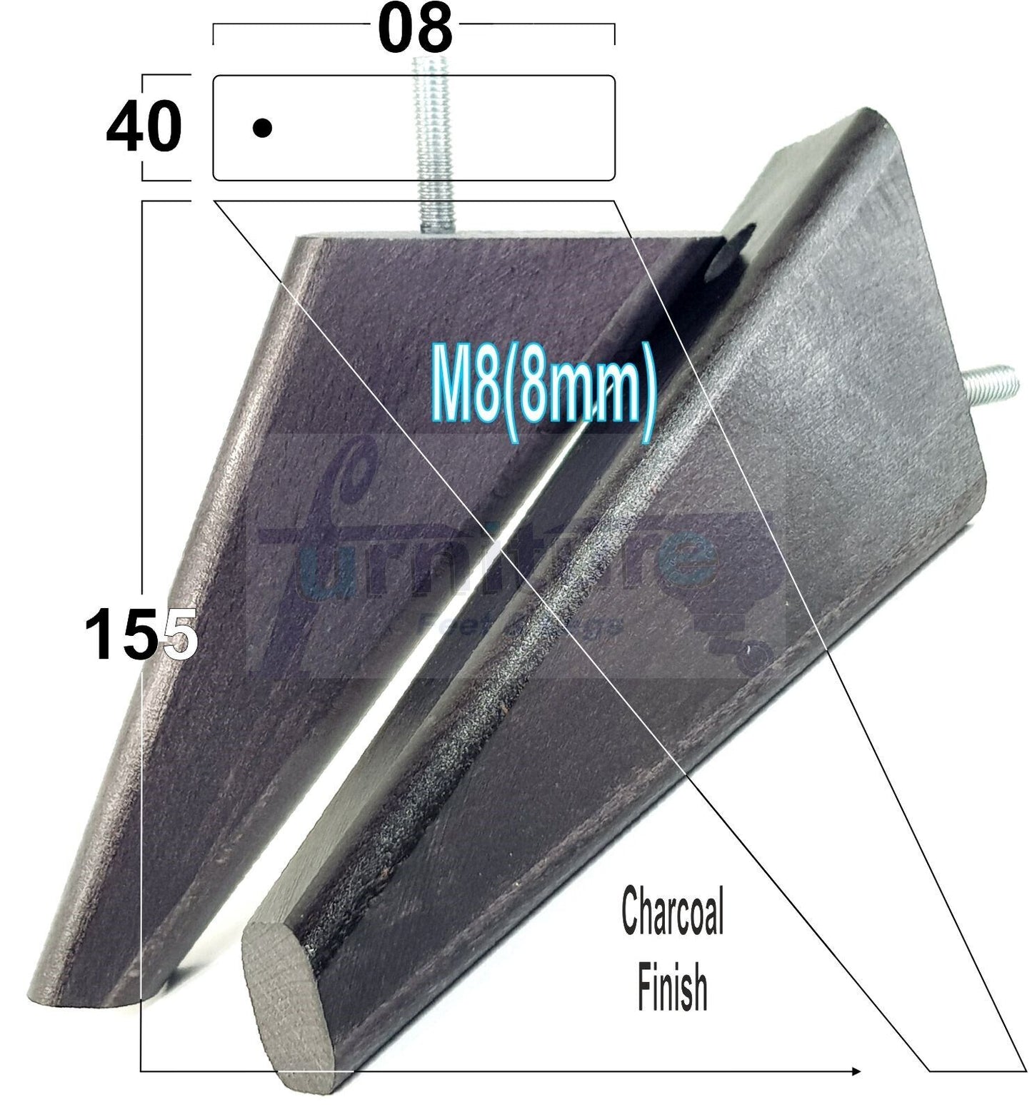 4 Replacement Tapered Feet 155mm High Wood Angled Furniture Legs 6 Inches Tall Chairs Stools Sofa's Beds Settee Cabinets M8