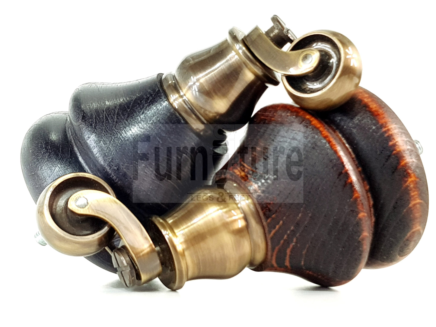 Set Of 4 Turned Furniture Wood Feet With Castors 140mm Sofas Chairs Settee Cabinets Beds M8(8mm)