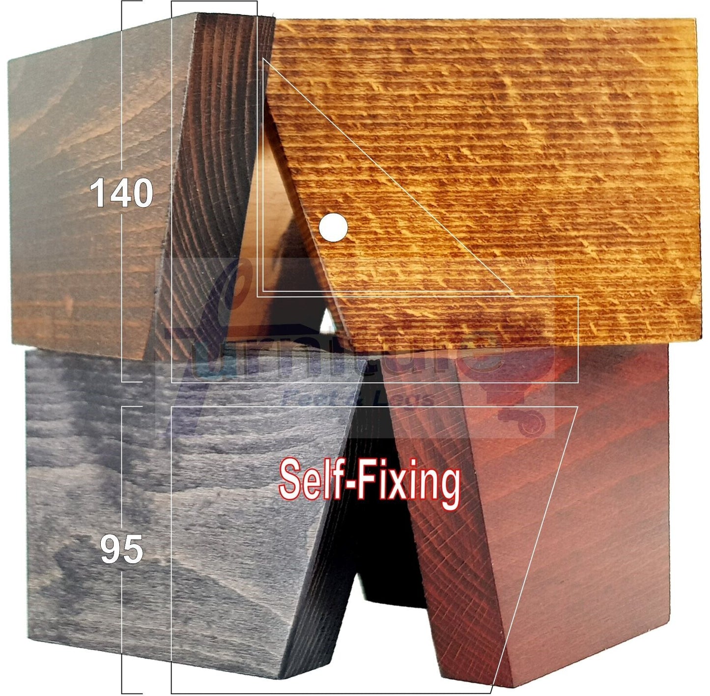 4 Solid Wood Furniture Legs Replacement Corner Feet 95mm High Multi Colours Chairs Stools Sofa Beds Settee & Cabinets Fix With Screws