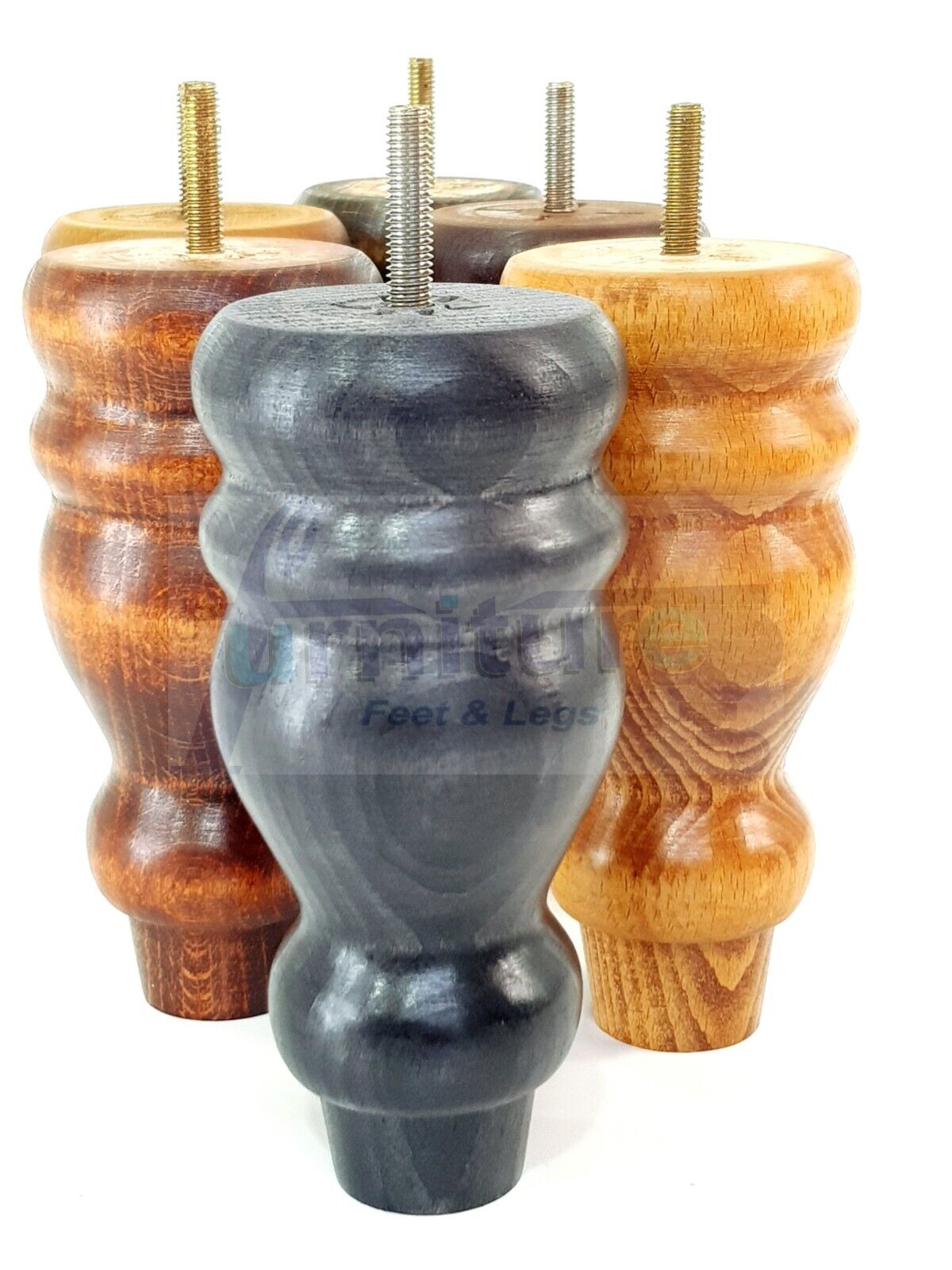 Set Of 4 Turned Wood Furniture Replacement Feet 155mm High 8mm Tread