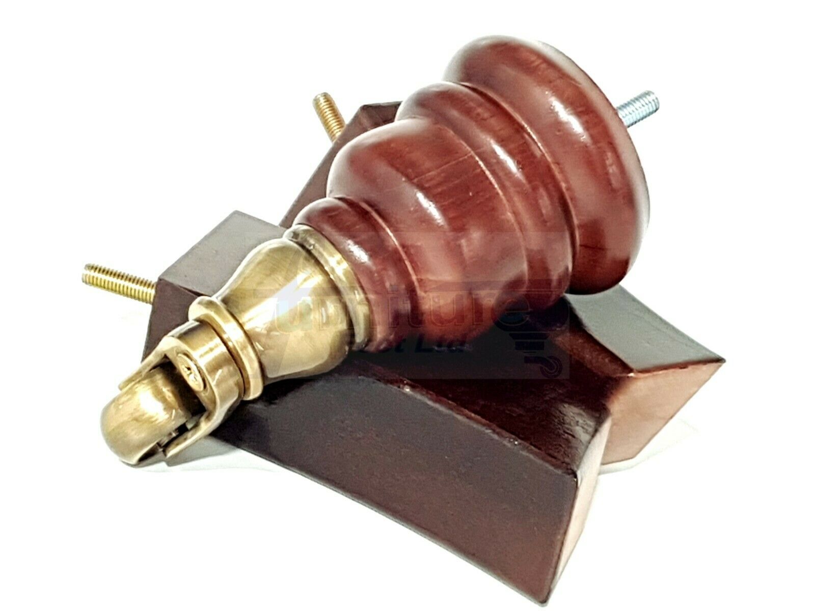 Mahogany Turned Wood Furniture Feet 2 With Castors 155mm and 2 Curved Back Legs Sofas Chairs Stools Cabinets Beds M8 6 Inches