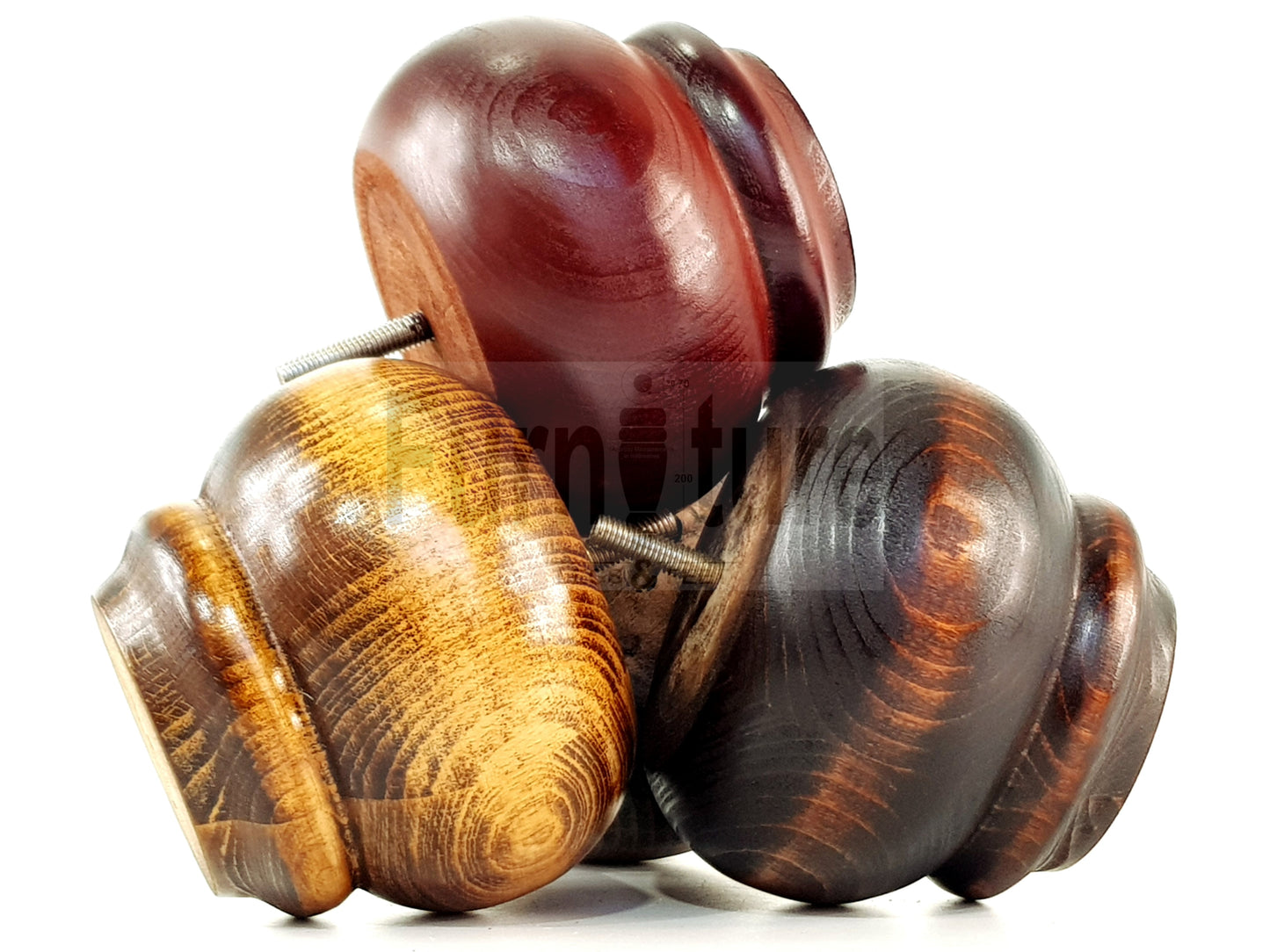  4 Turned Wooden Furniture Legs Replacement Feet 50mm High 10mm Thread For Settees, Chairs