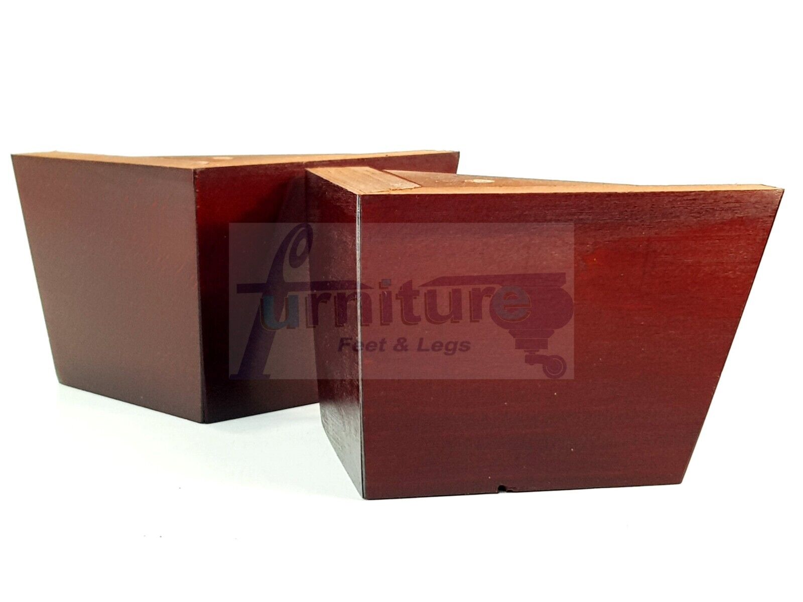 4 Solid Wood Furniture Legs Replacement Corner Feet 95mm High Self-Fixing: Mahogany