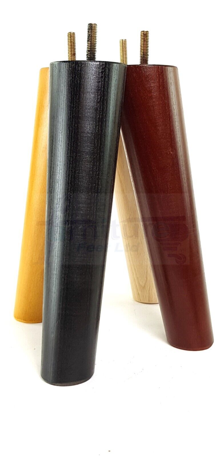 4 Solid Wood Turned Furniture Feet Replacement Mid Centry Angled Retro Legs 200mm High M8 Sofa Chairs Stools Cabinets Beds