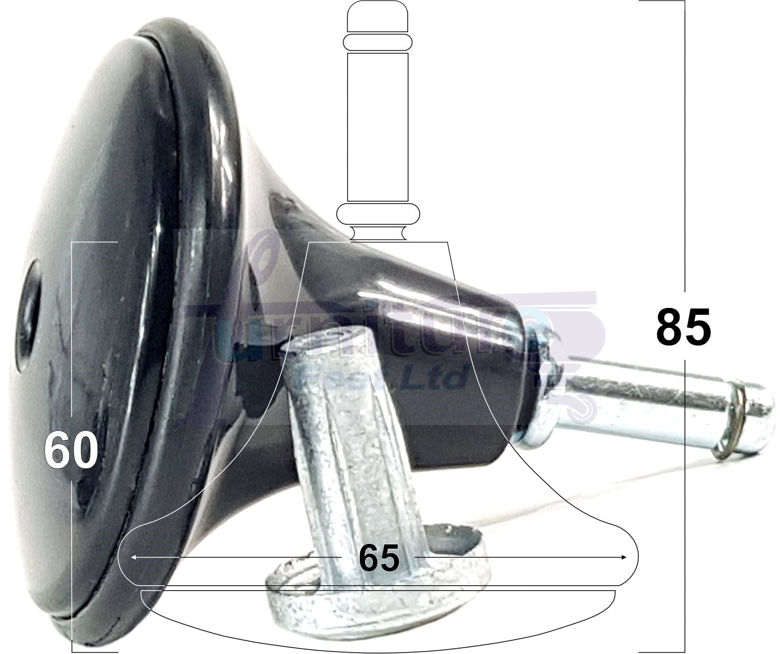 Strong Plastic High Quality Black Feet Leg Glides Castors & Inserts Glides For Divan Bed Sofa Settee Chair Heav Duty Mushroom Glides