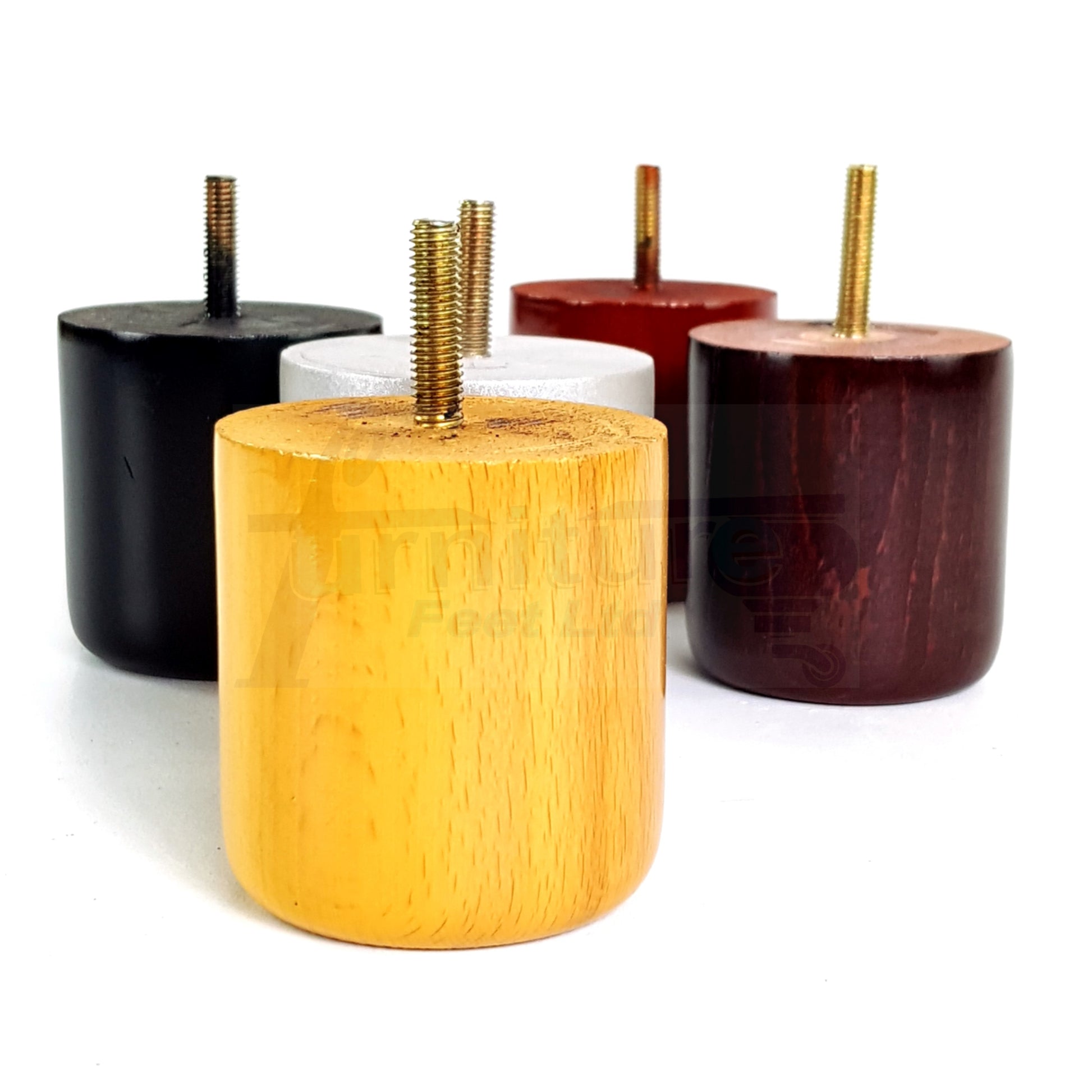 4x Solid Wood Turned Furniture Legs Replacement Bun Feet 70mm High 10mm Thread