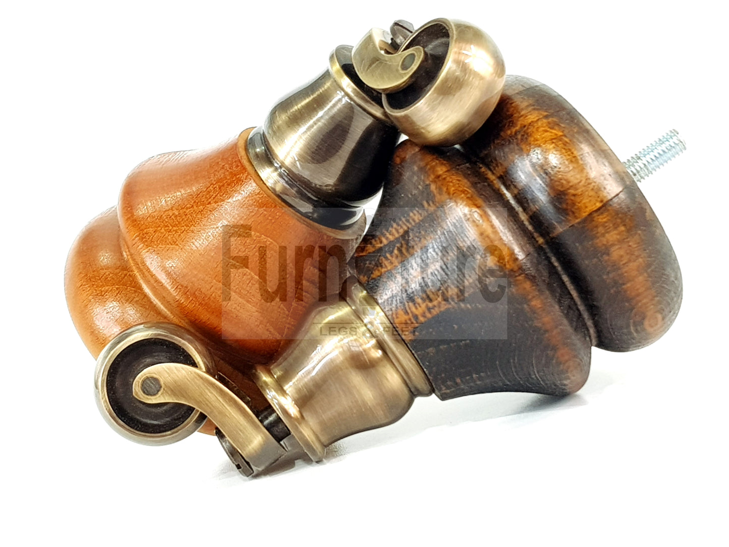 Set Of 4 Turned Furniture Wood Feet With Castors 140mm Sofas Chairs Settee Cabinets Beds M8(8mm)