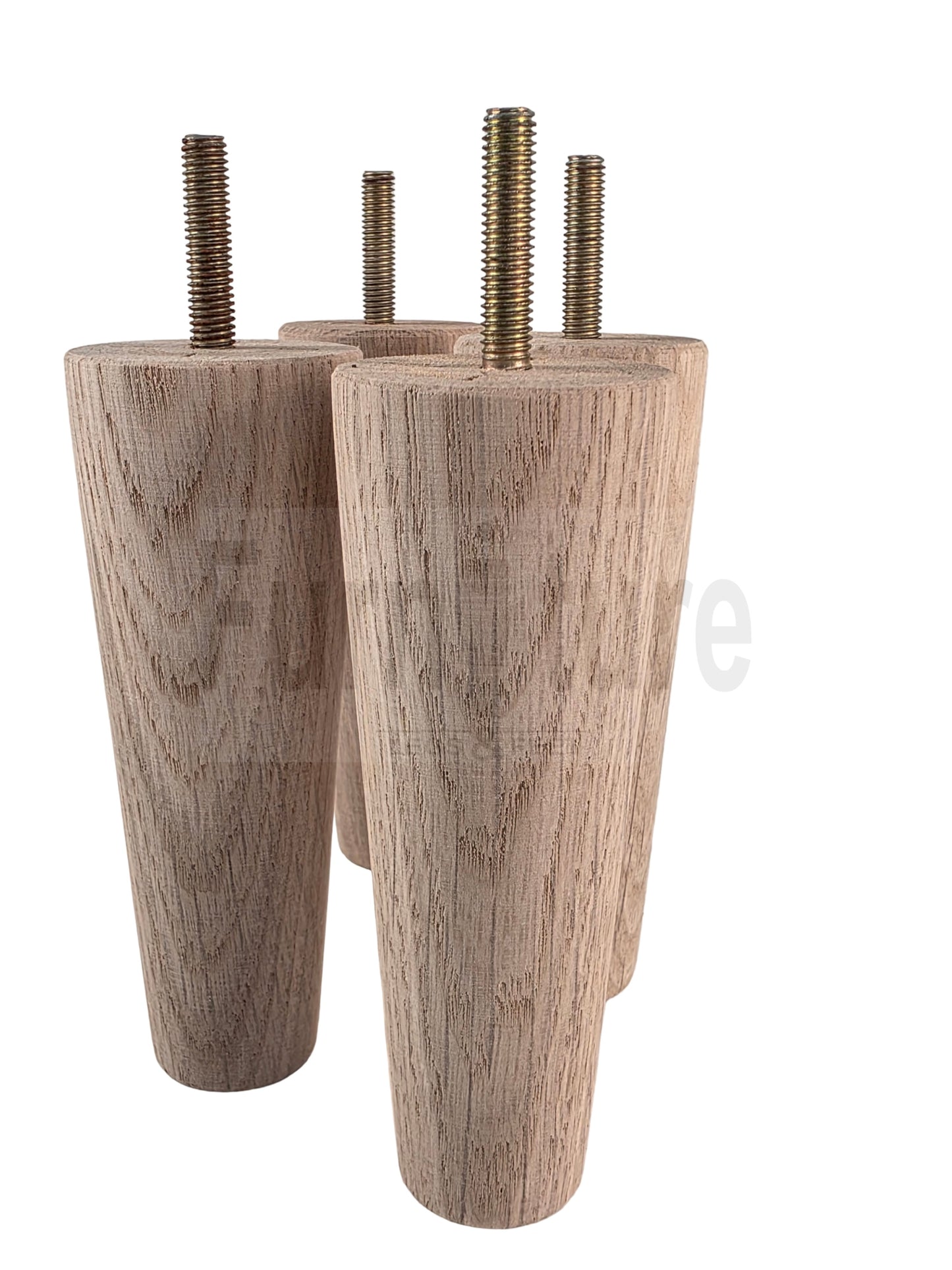4 Turned Solid Oak Furniture Leg 130mm High M8 Mid Centry Retro Replacement Feet