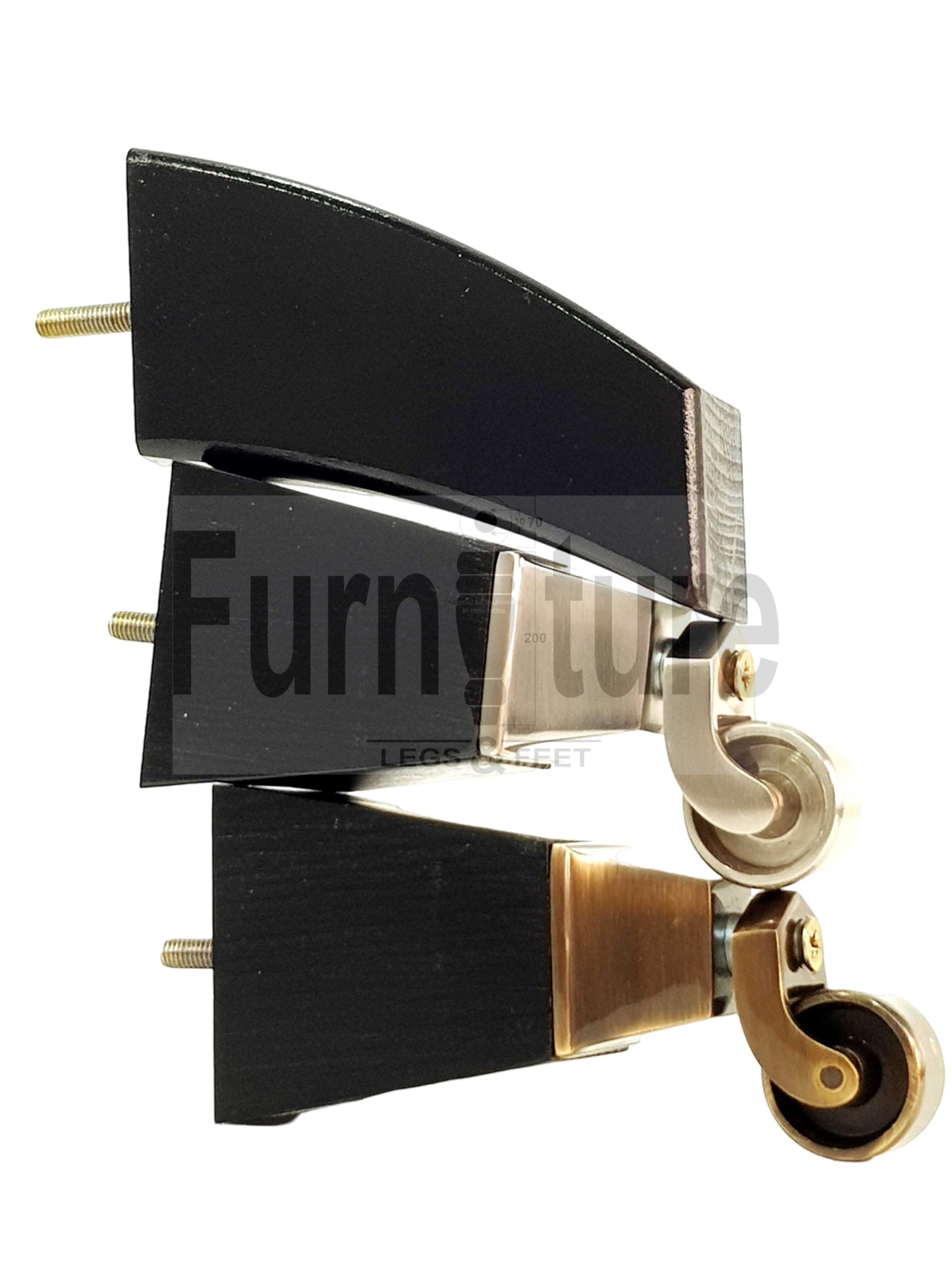 Set Of 4 Block Wood Castor Furniture Feet M8(8mm) For Chairs Cabinets Sofa 15cm High