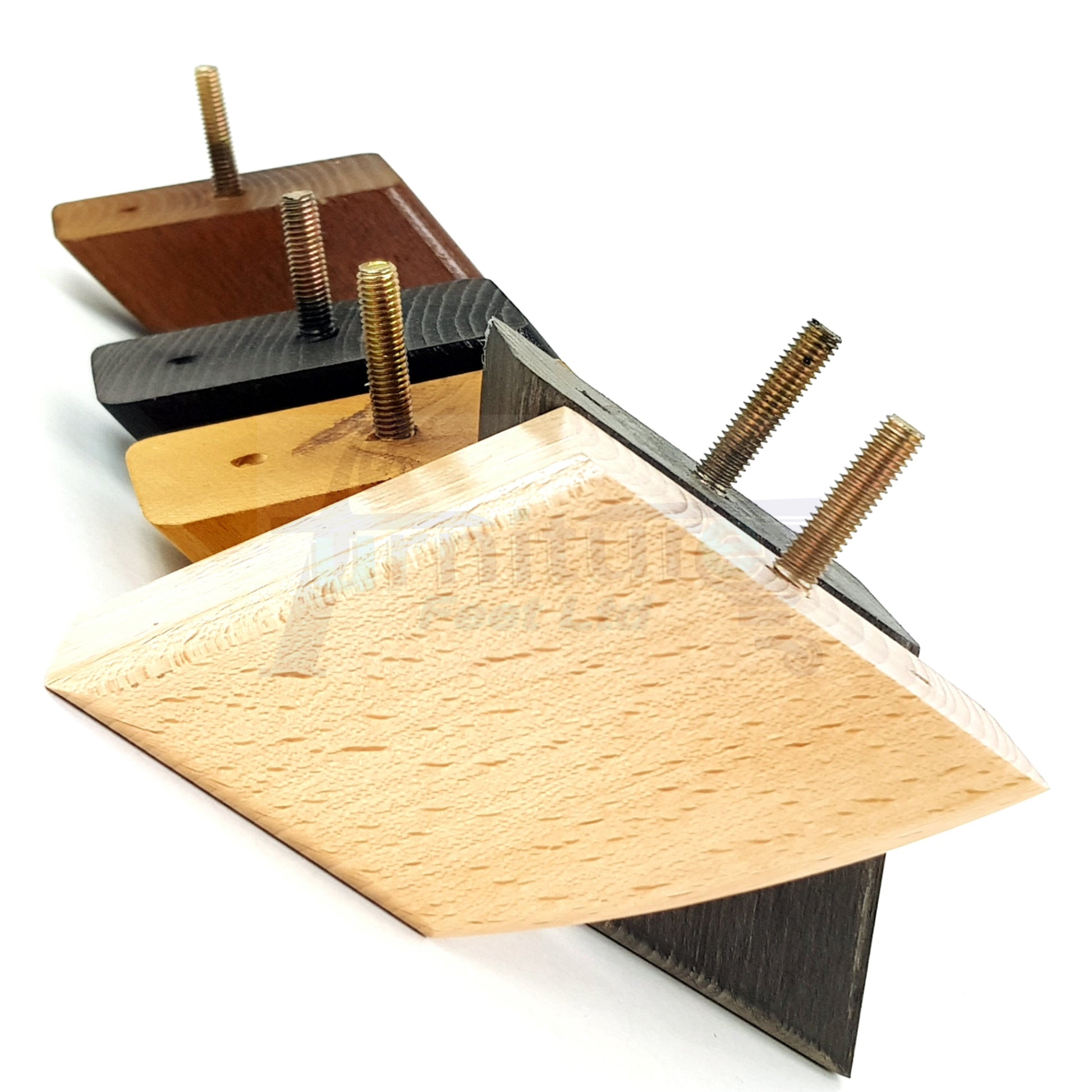 4x Wooden Furniture Legs 75mm High Replacement Sofa Feet 10mm Thread