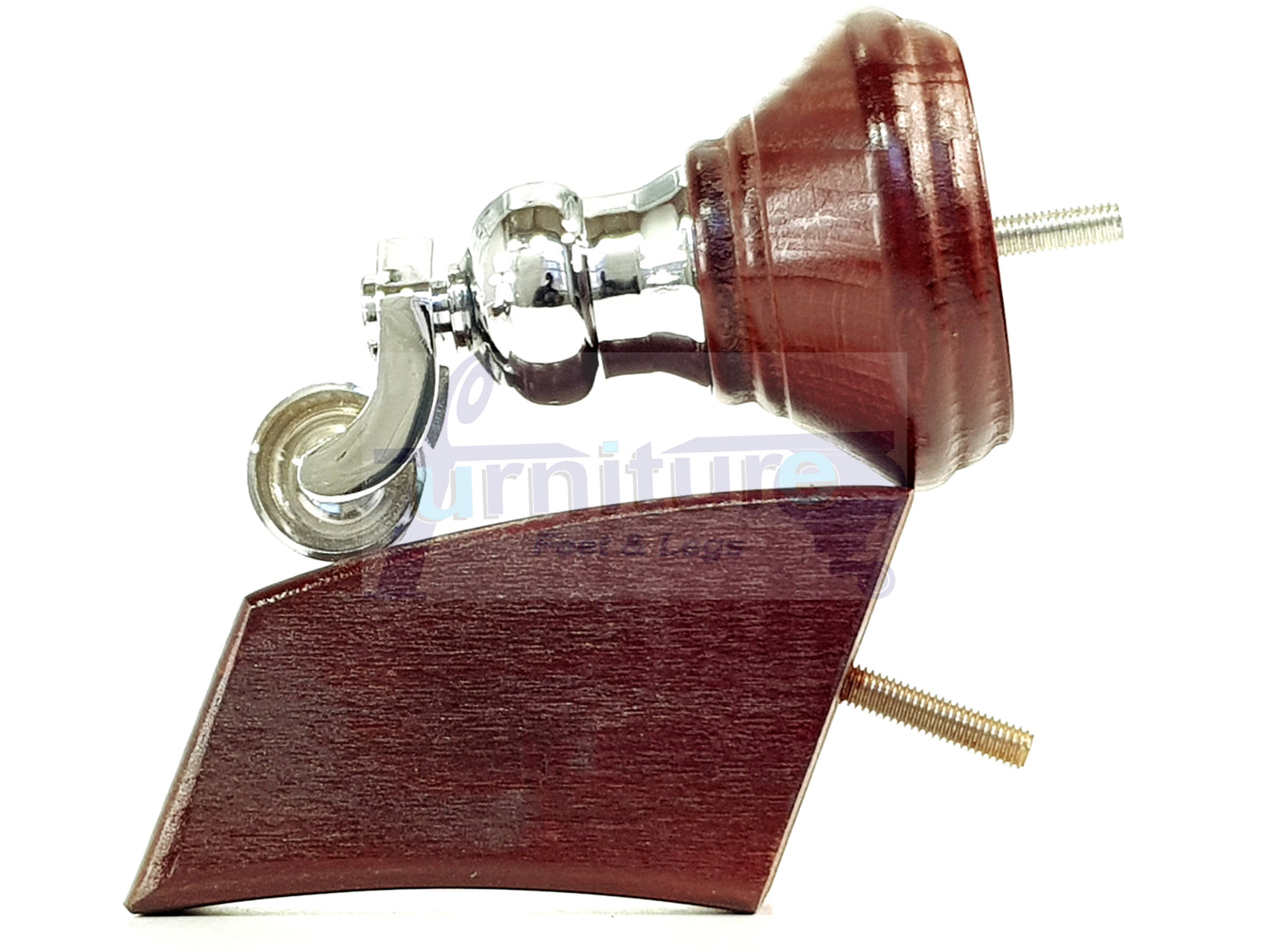 4 Turned Mahogany Replacement Furniture Legs With Wheels 2 Castor Feet 120mm High 2 Curved Wood Chairs Stools Sofa Beds Cabinets M8