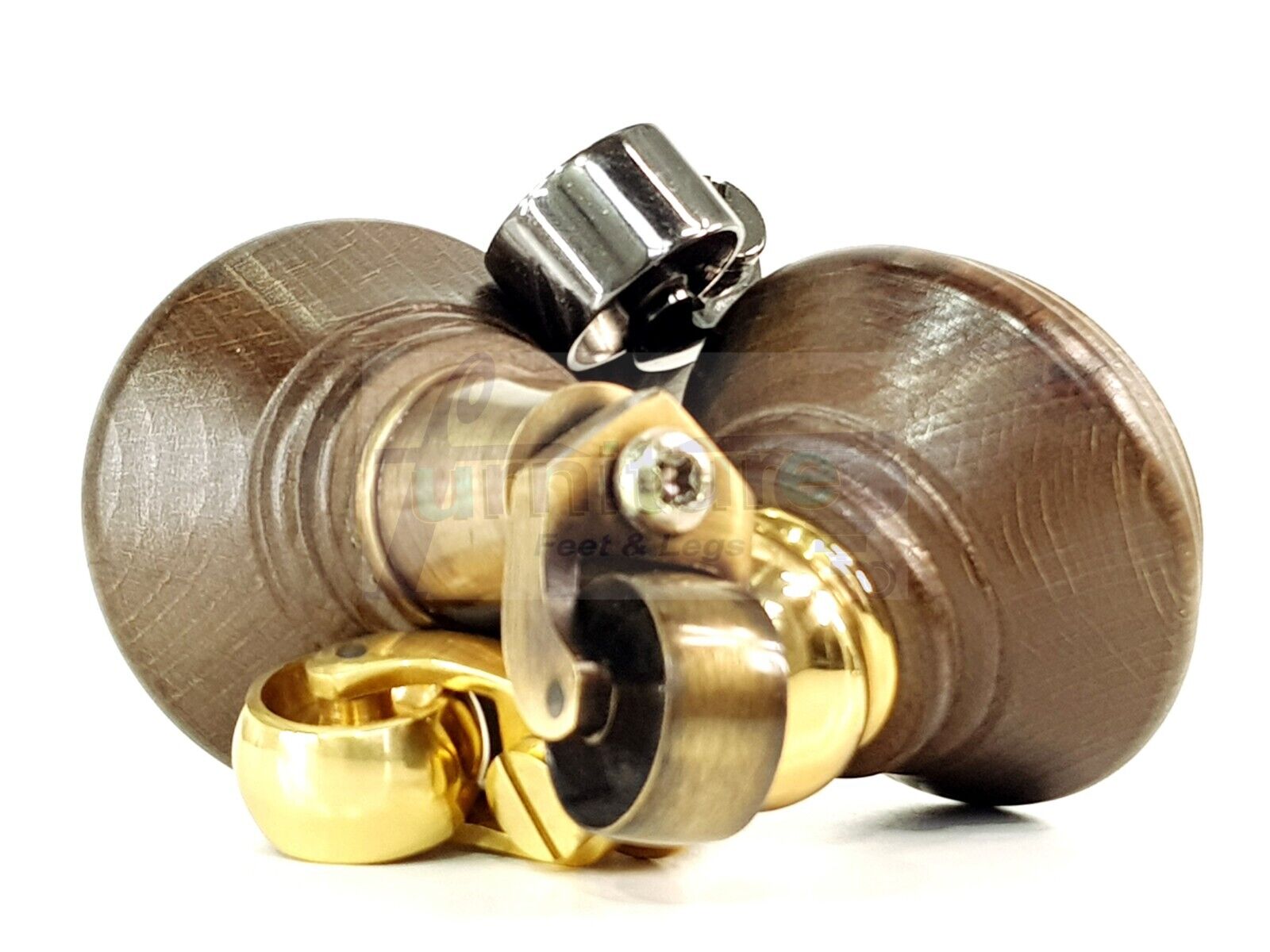 4x Antique Brown Stain Wooden Furniture Sofa Legs M8 With Castors Replacment Chair Settee Feet 115mm - 125mm High