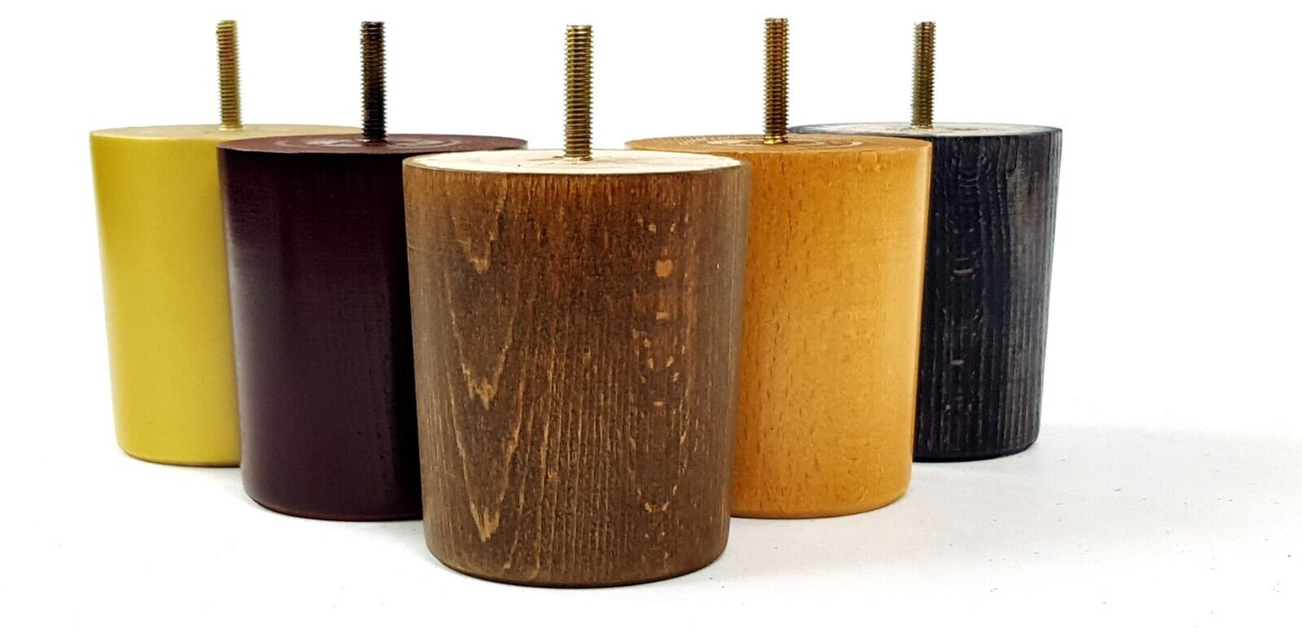 4x Turned Wood Furniture Legs Chair Sofa Bed M8 Replacement Settee Feet 100mm