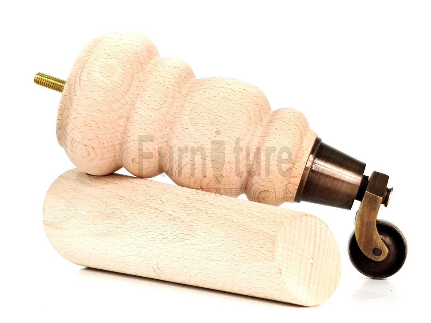 2x Furniture Antique Castor Legs & 2x Angled Solid Wooden Feet M8 Chairs Sofa 200mm High