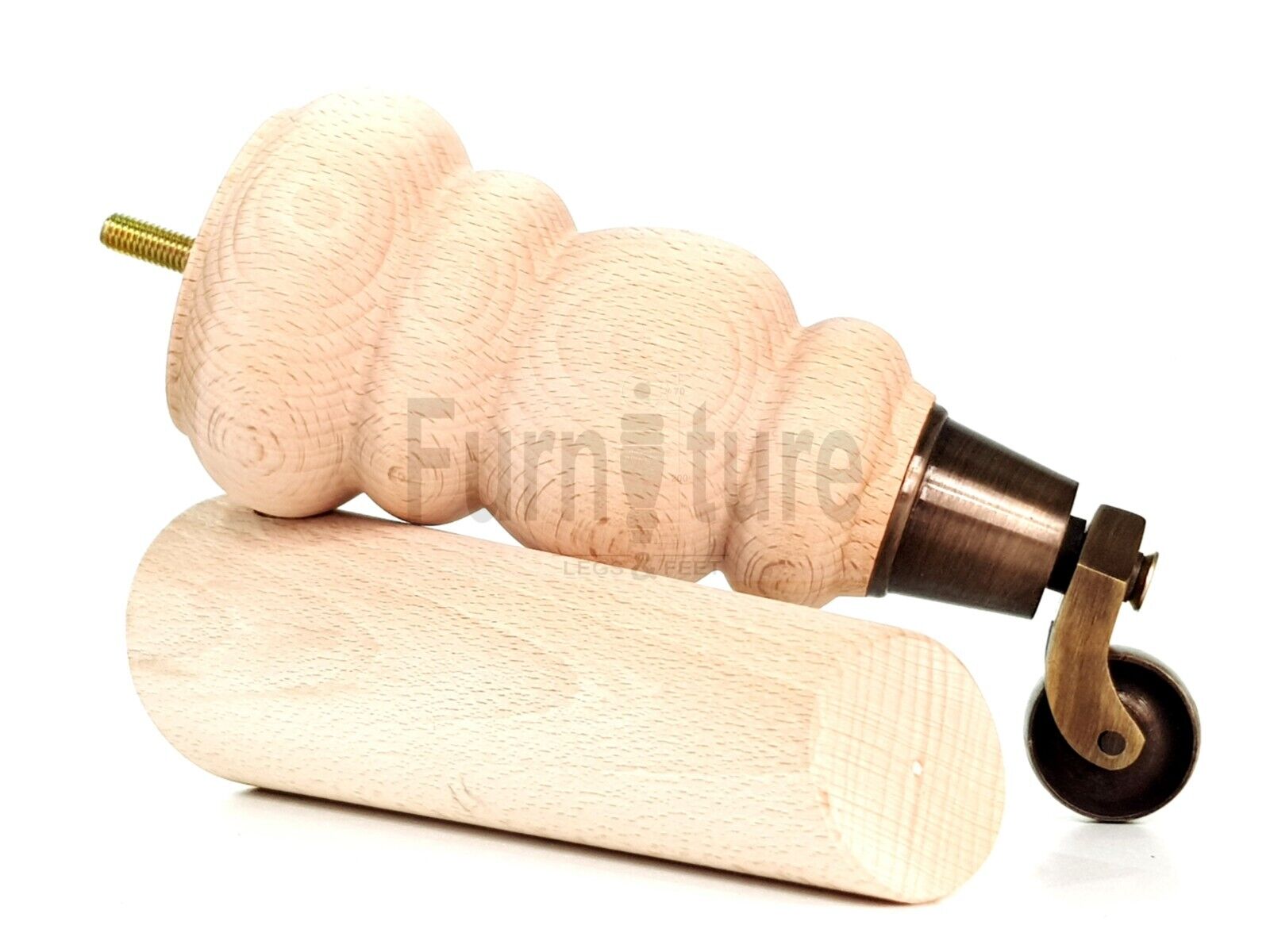 2x Furniture Antique Castor Legs & 2x Angled Solid Wooden Feet M8 Chairs Sofa 200mm High