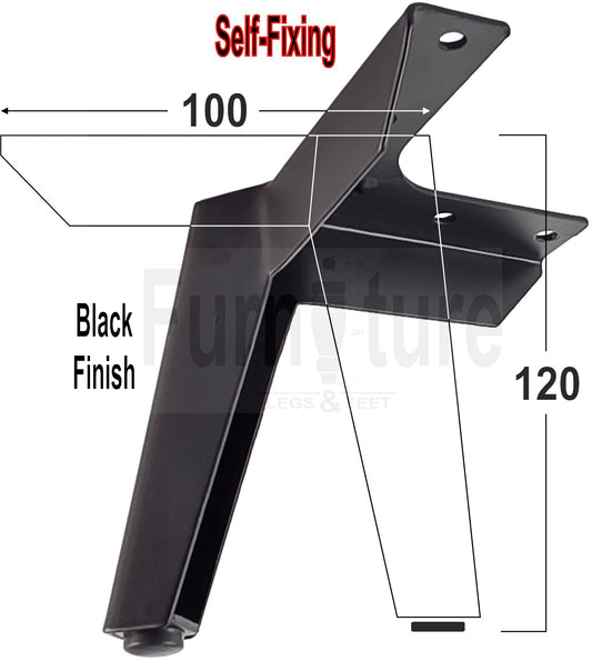 4 Metal Corner Feet Replacement Furniture Legs Black Finish 120mm High