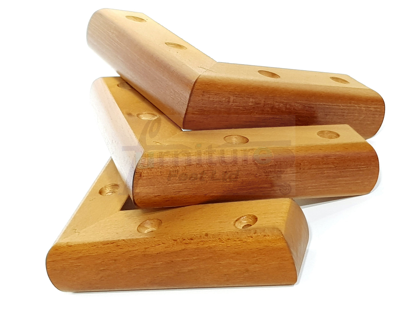 Set Of 4 Wooden Corner Furniture Feet 40mm High Replacement Sofa Chair Legs Self-Fixing: Golden Oak