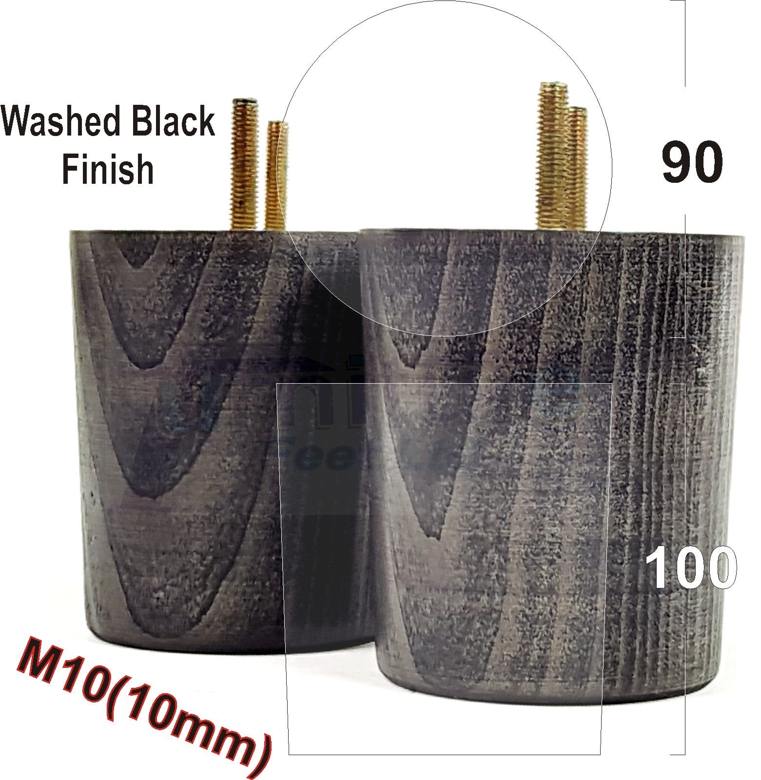 4x Turned Wood Furniture Legs Chair Sofa Bed M10 Replacement Settee Feet 100mm