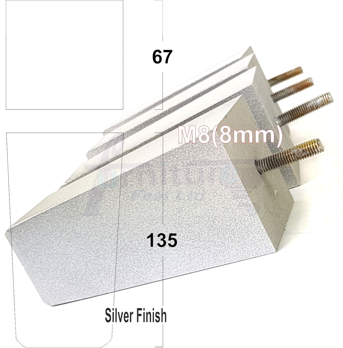 4x Block Wood Sofa Legs 135mm High Replacement Furniture Feet Chairs Cabinets M8(8mm)