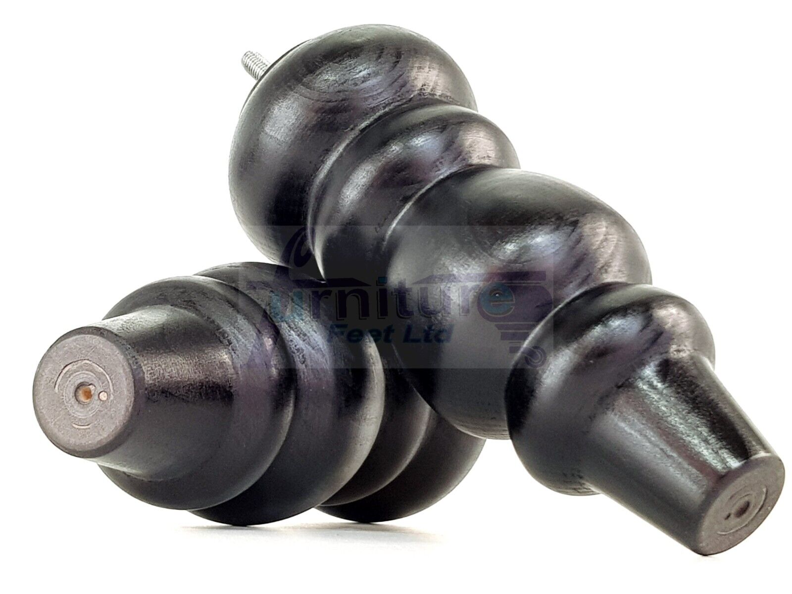 4 Solid Wood Furniture Legs Replacement Turned Feet 200mm High M8(8mm) Thread: Black