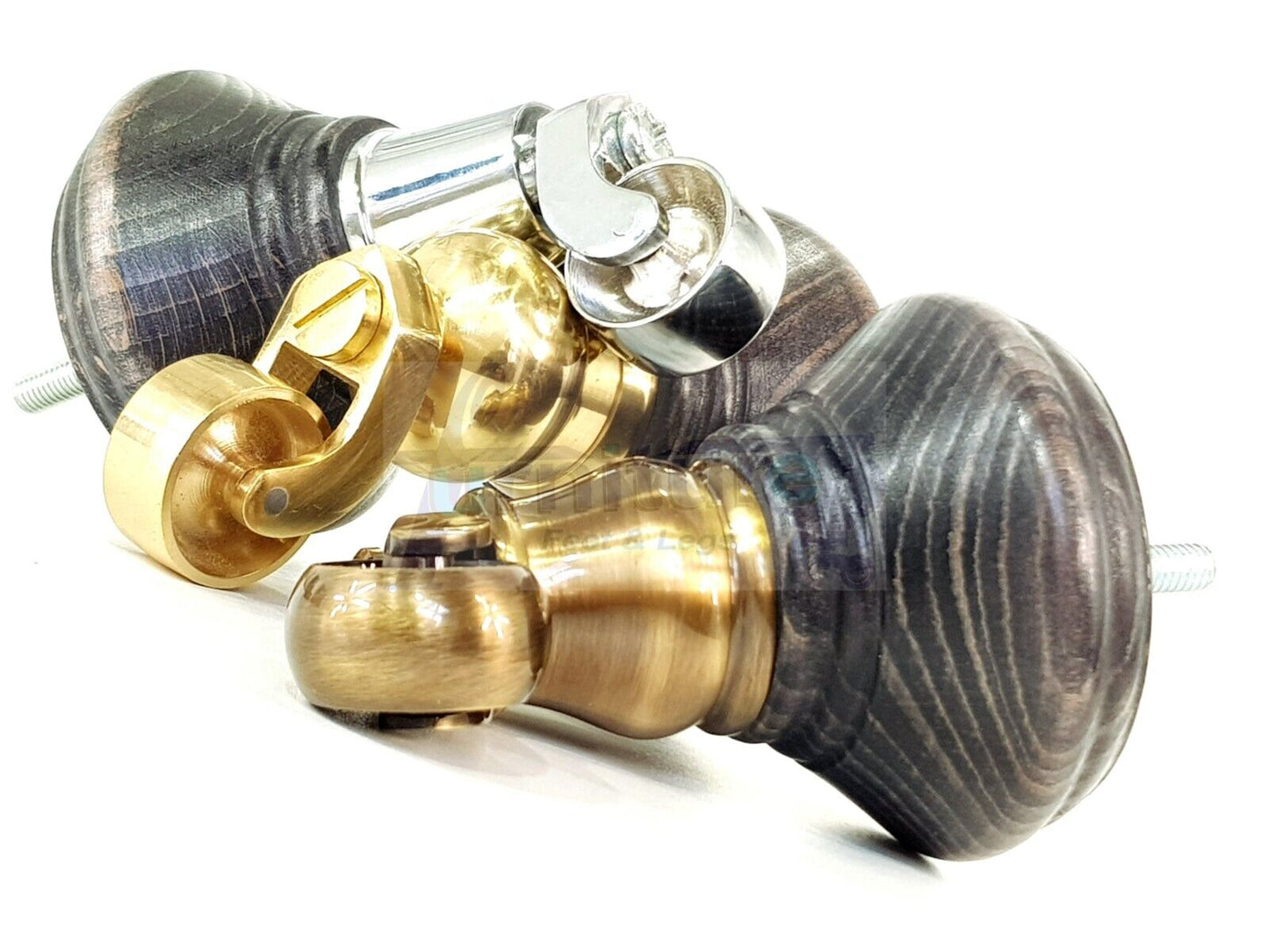 4x Black Washed Wooden Furniture Sofa Legs M8 With Castors Replacement Chair Settee Feet 115mm - 125mm High