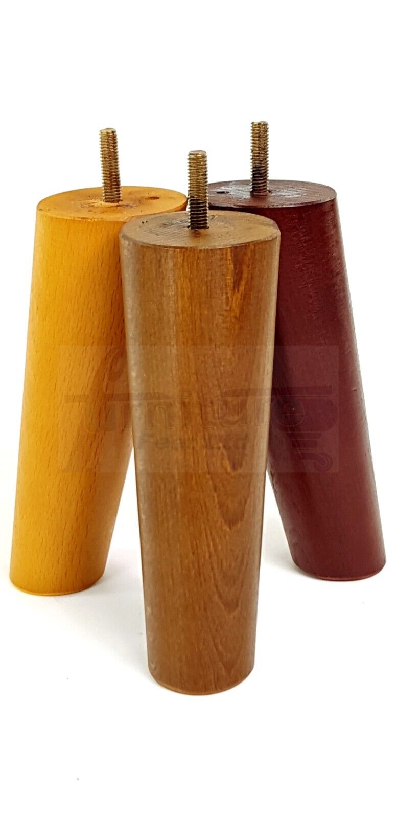 4 Solid Wood Turned Furniture Feet Replacement Mid Centry Angled Retro Legs 160mm High M8 Sofa Chairs Stools Cabinets Beds