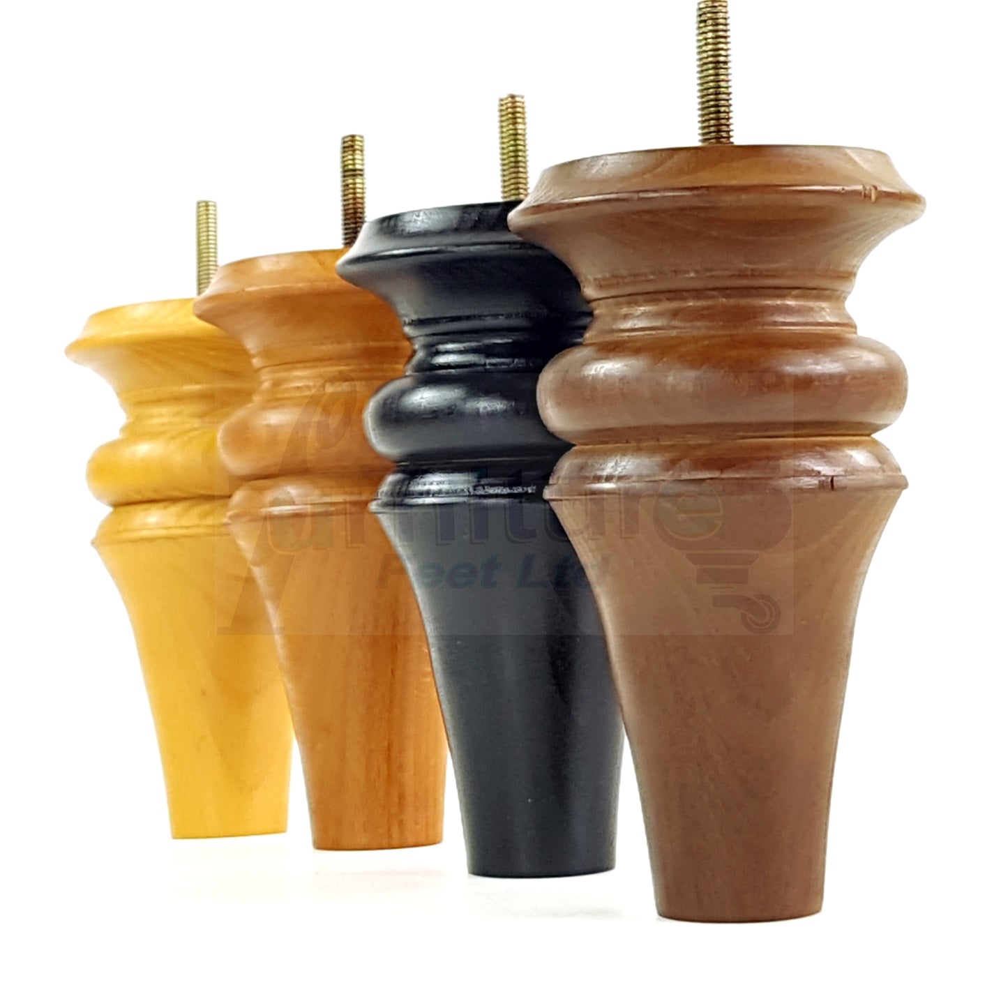 4 Turned Furniture Legs 150mm High Replacement Feet M10 Thread For Settees Chairs Sofas