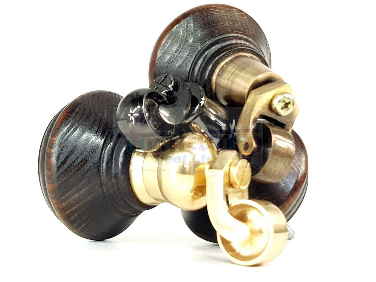 4x Dark Walnut Washed Wooden Furniture Sofa Legs M8 With Castors Replacement Chair Settee Feet 115mm - 125mm High