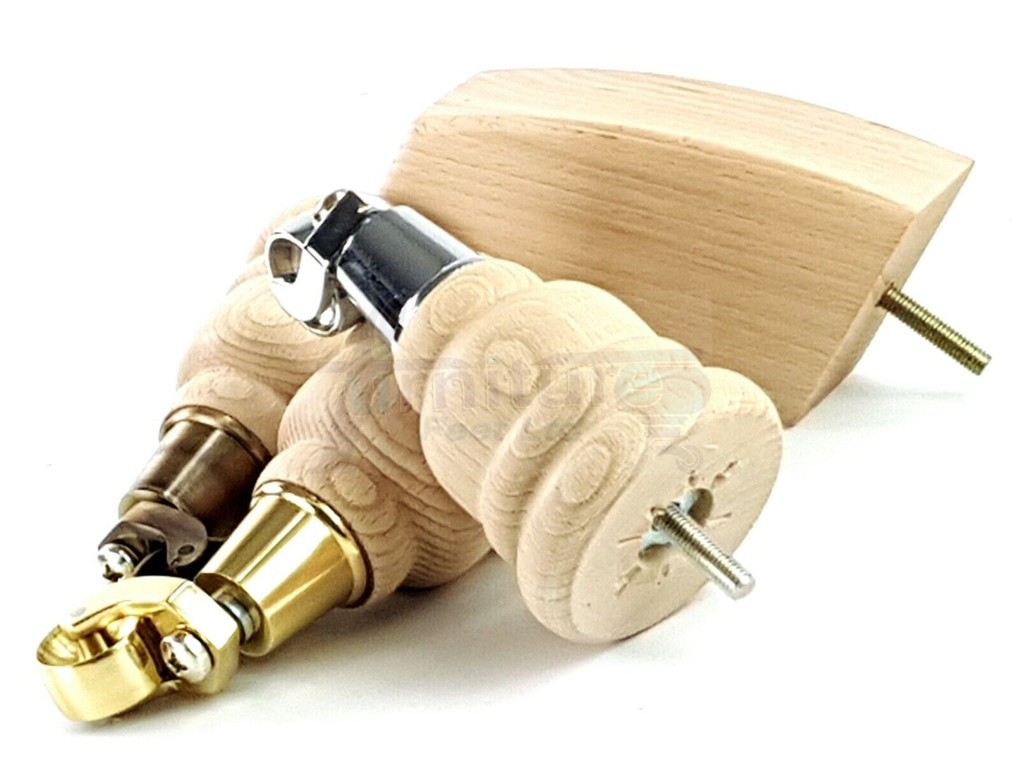 Turned Raw Wood Furniture Feet 2 With Castors 155mm and 2 Curved Back Legs Sofas Chairs Stools Cabinets Beds M8 6 Inches