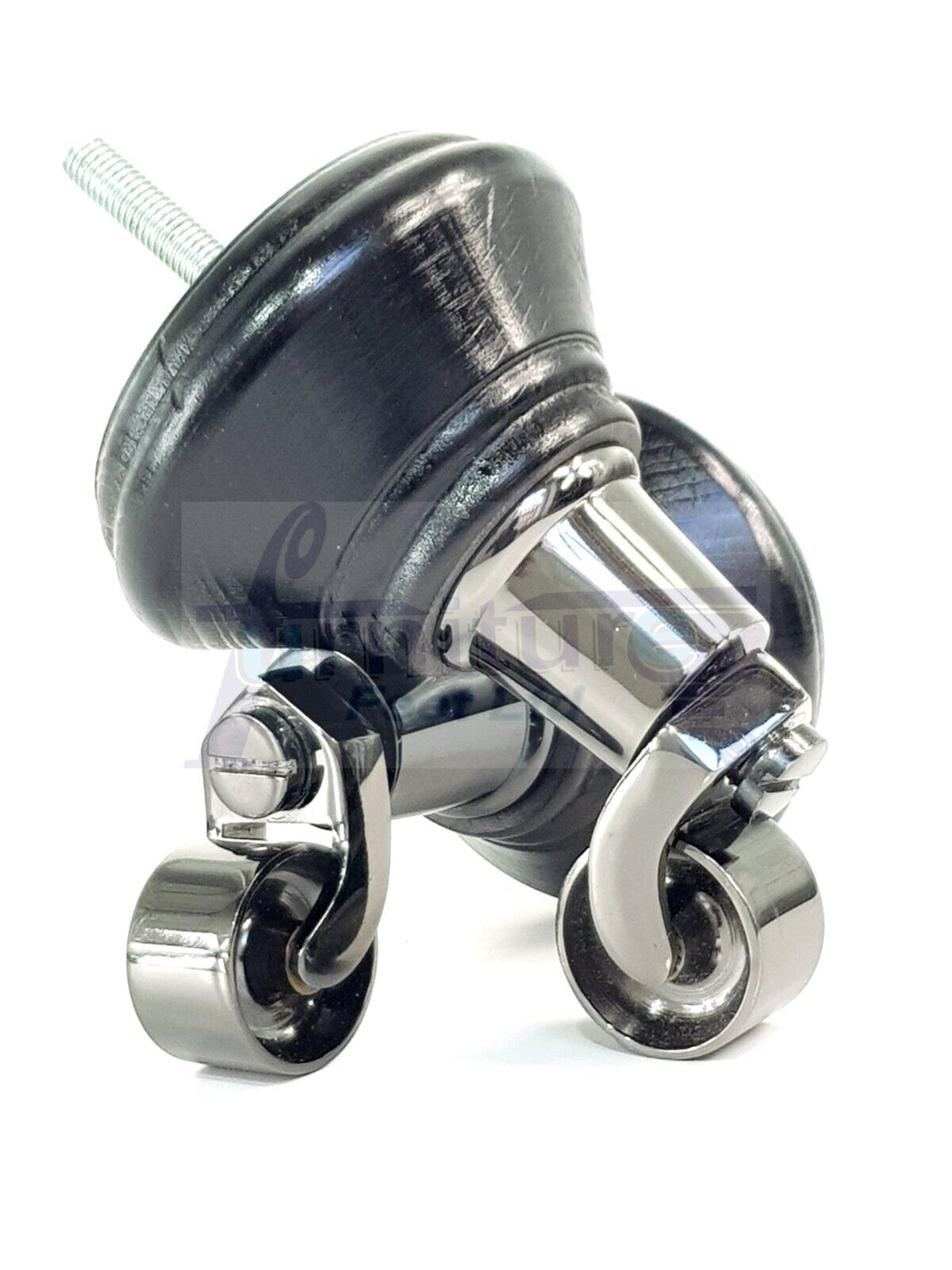 4x Black Wooden Furniture Sofa Legs M8 With Castors Replacment Chair Settee Feet 115mm - 125mm High