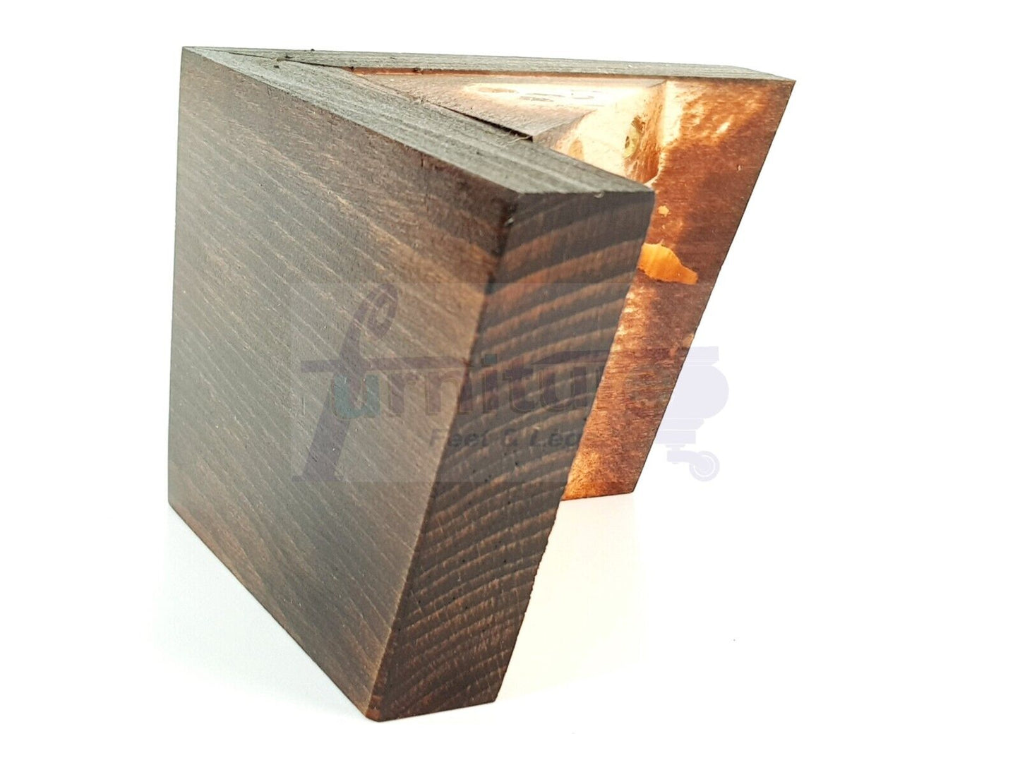 4 Solid Wood Furniture Legs Replacement Corner Feet 95mm High Self-Fixing: Chestnut Wash