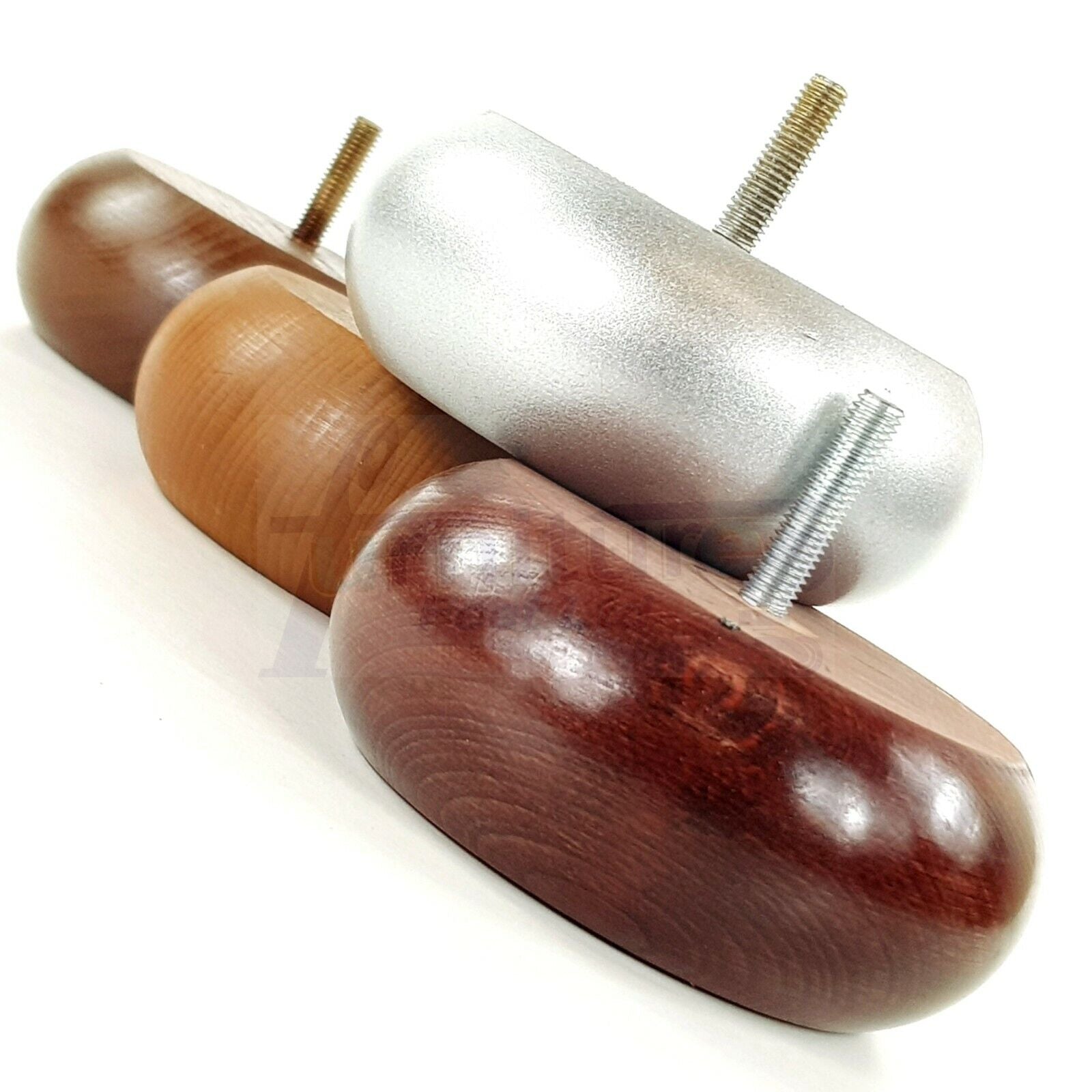 Set Of 4 Turned Wood Furniture Legs Chair Sofa Bed Replacement Bun Feet 40mm High M10 Thread