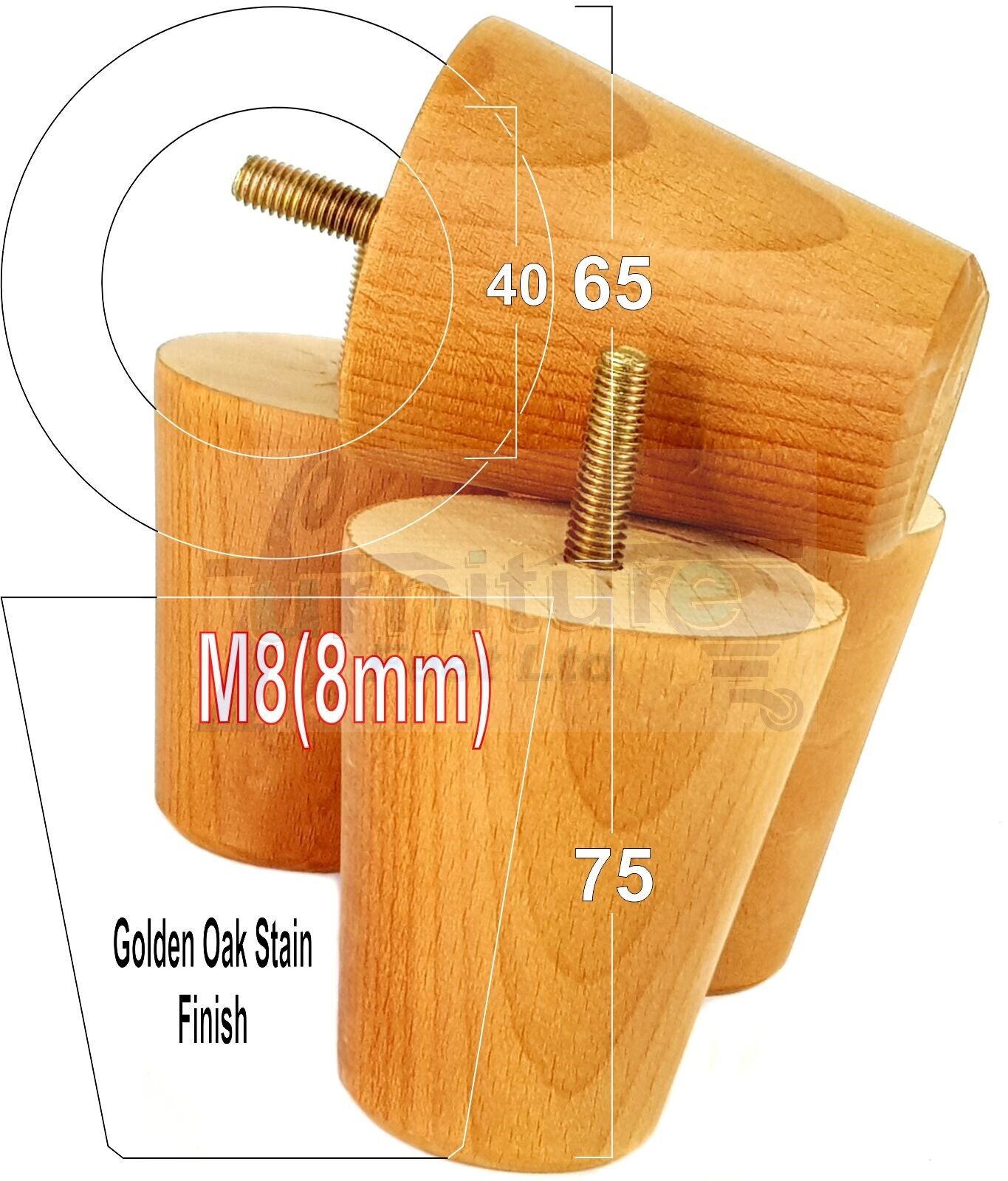 4x Solid Wood Turned Furniture Legs Replacement Bun Feet 75mm High Chairs Stools Sofa's Beds Settee M8