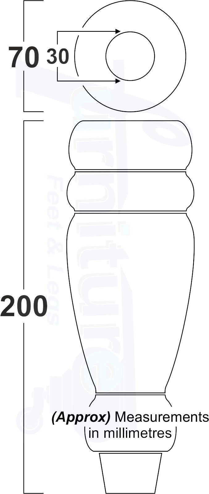 Set Of 4 Turned Furniture Legs Replacement Sofa Feet 200mm Hight M10 Thread