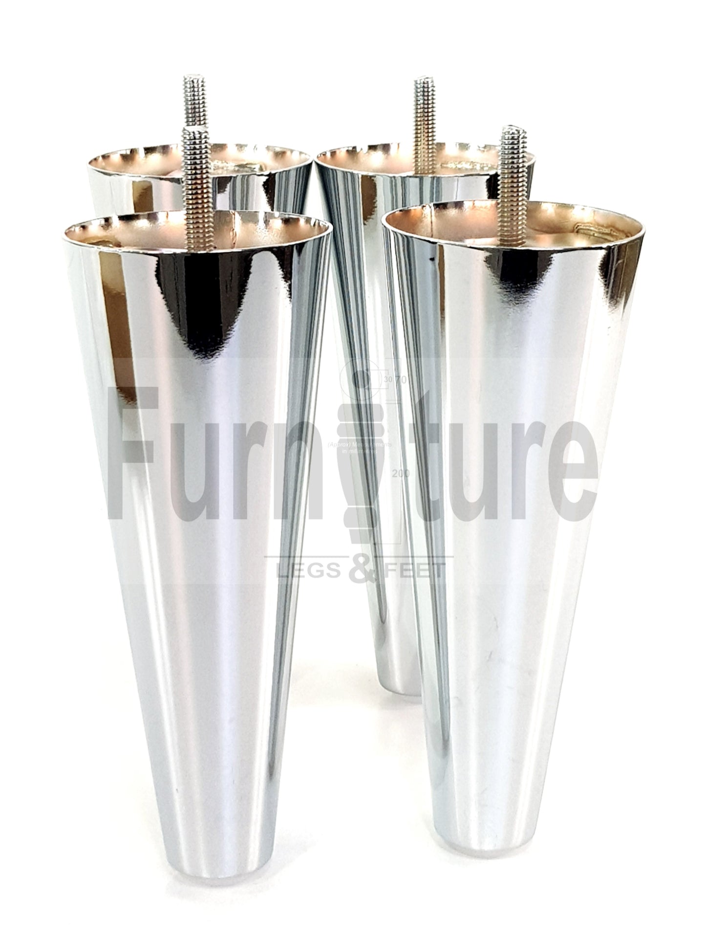 4x Metal Chrome Furniture Settee Legs Cabinet Sofa Feet 180mm High Chair Beds M8