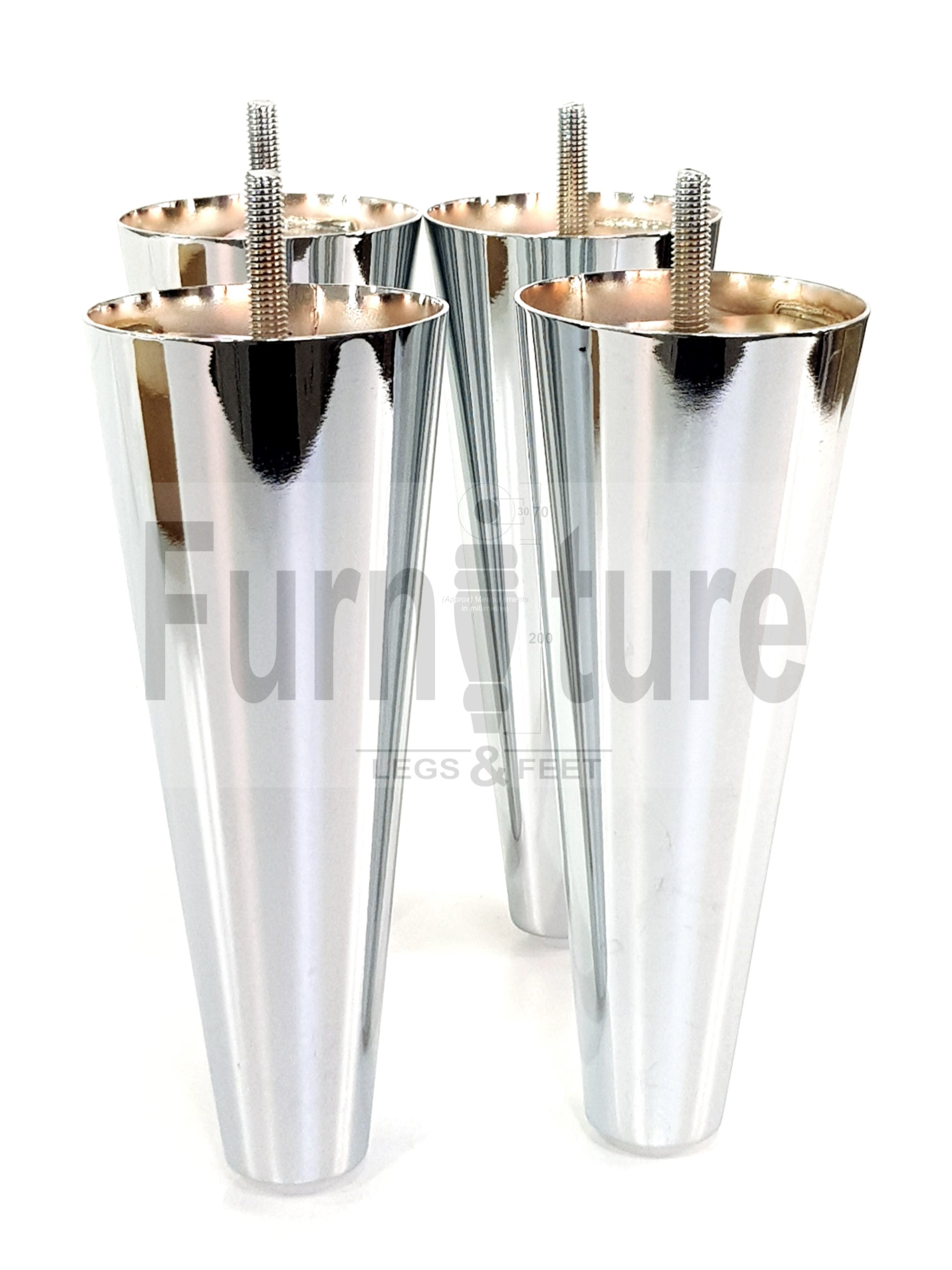 4x Metal Chrome Furniture Settee Legs Cabinet Sofa Feet 180mm High Chair Beds M8