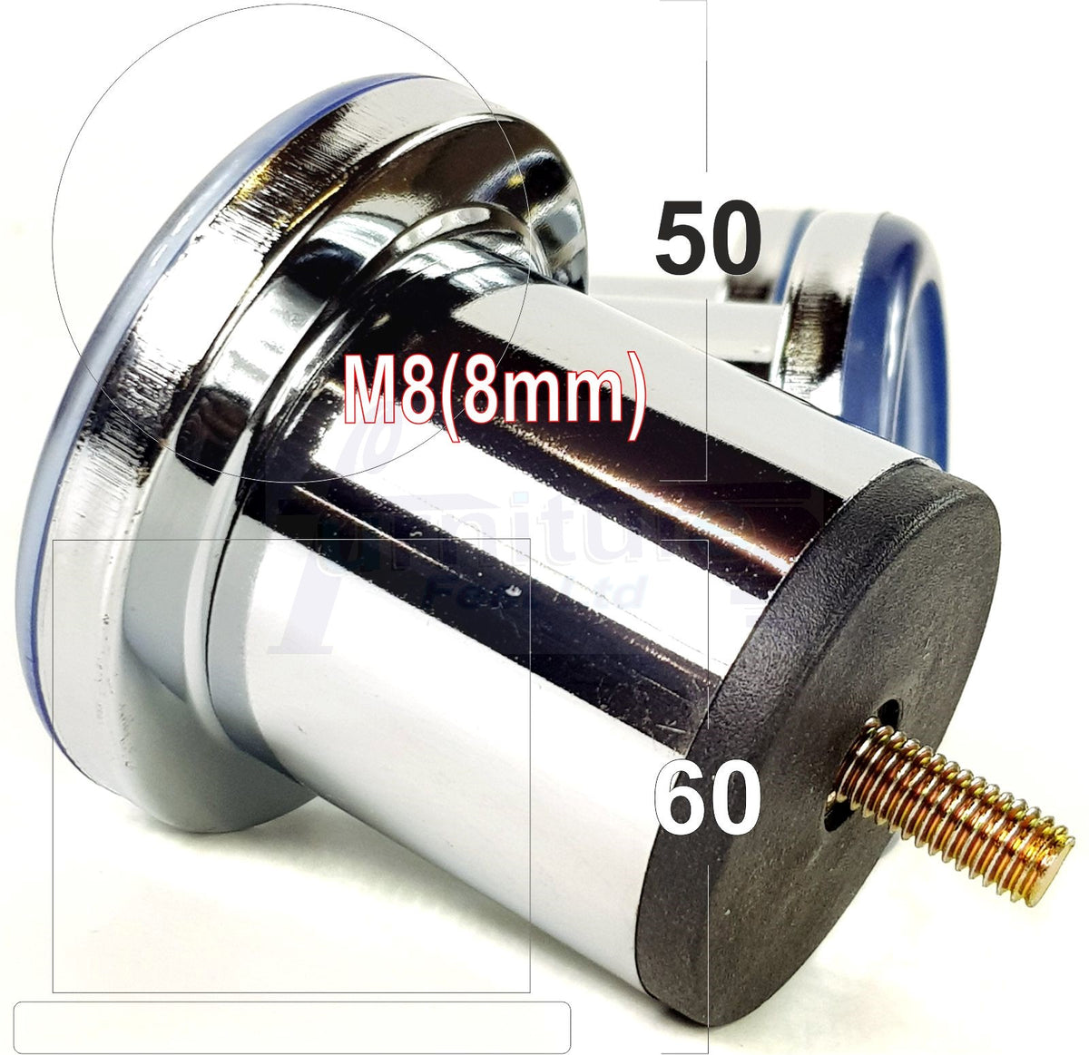 4 Metal Furniture Legs Chrome Replacement Metal Tubular Legs M8 Thread Fixing 60mm High