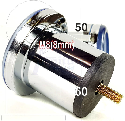 4 Metal Furniture Legs Chrome Replacement Metal Tubular Legs M8 Thread Fixing 60mm High