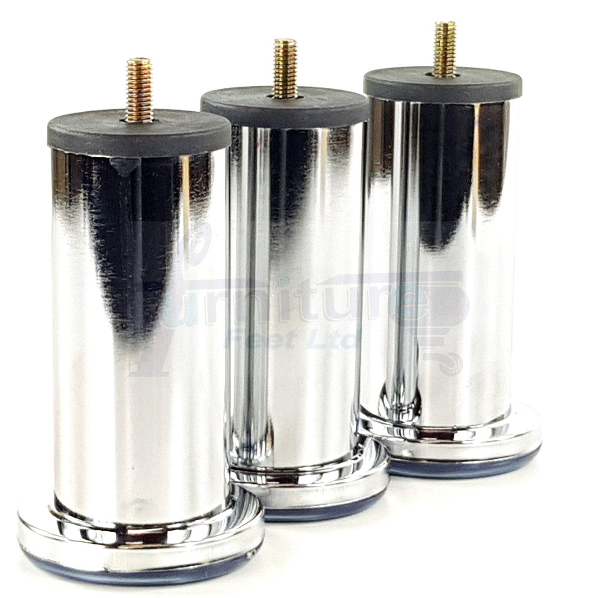 4 Metal Furniture Legs Chrome Replacement Metal Tubular Legs M8 Thread Fixing 120mm High