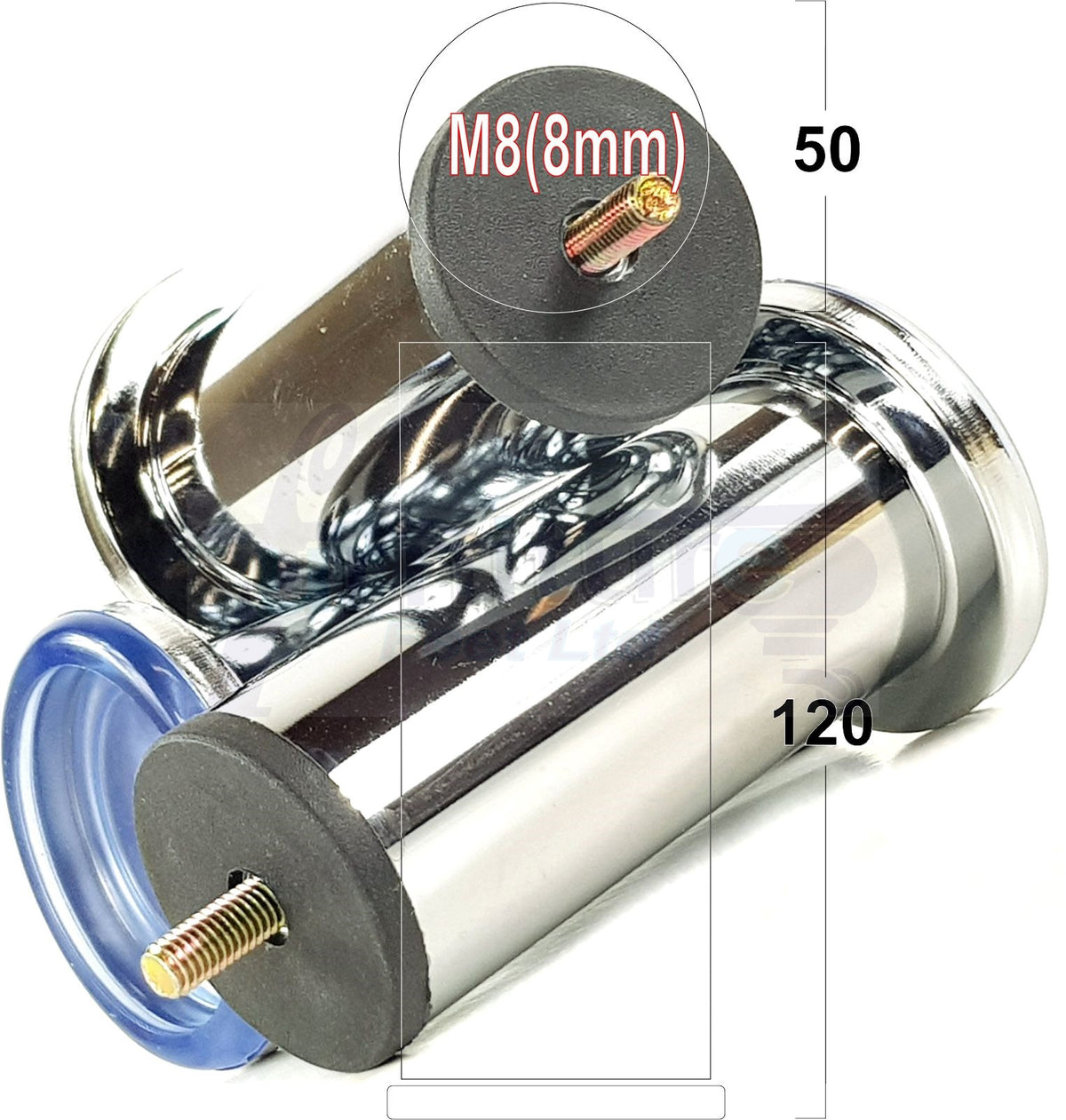 4 Metal Furniture Legs Chrome Replacement Metal Tubular Legs M8 Thread Fixing 120mm High