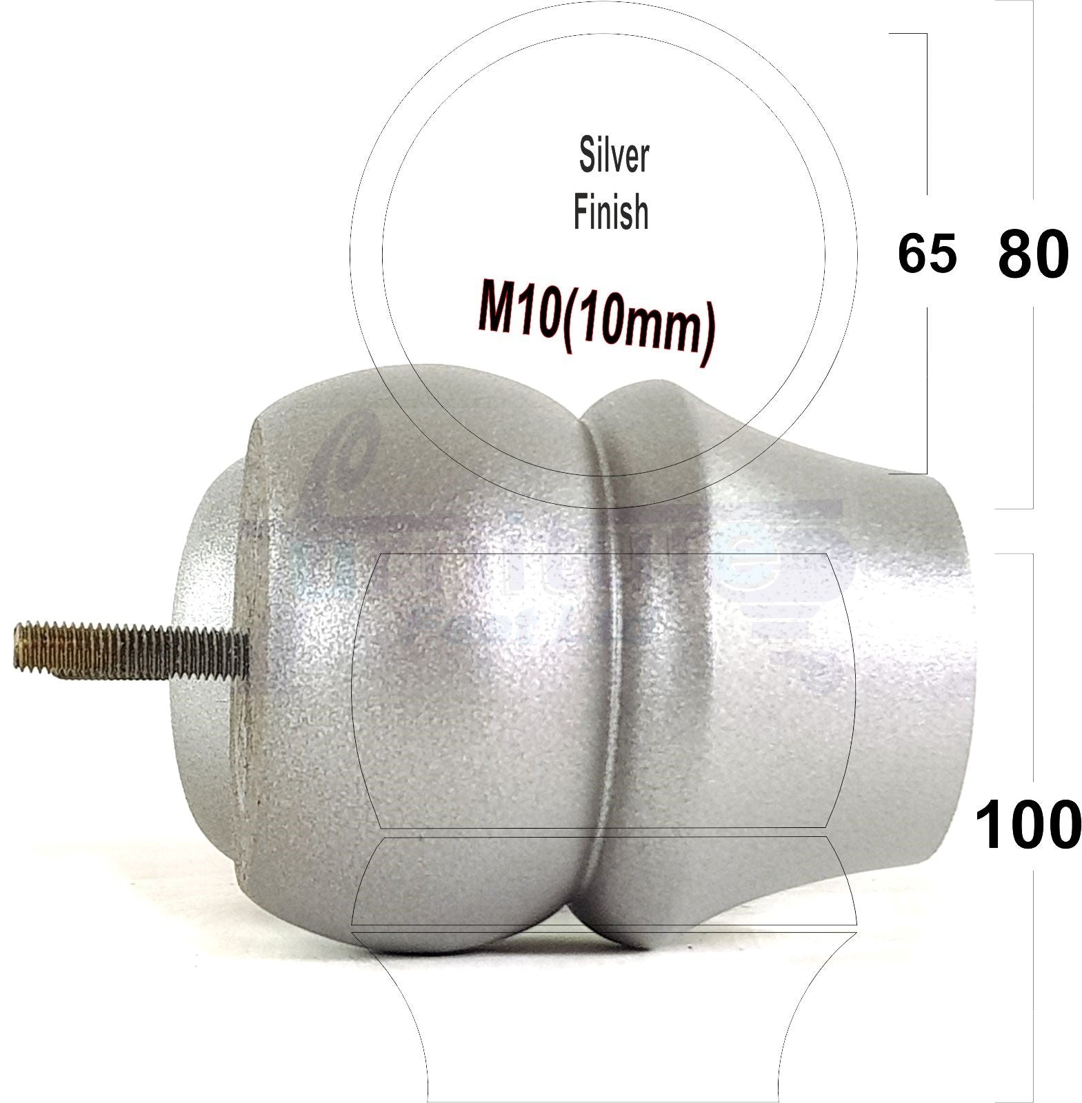 Set Of 4 Solid Wood Turned Furniture Legs Replacement Bun Feet 100mm High 10mm Thread