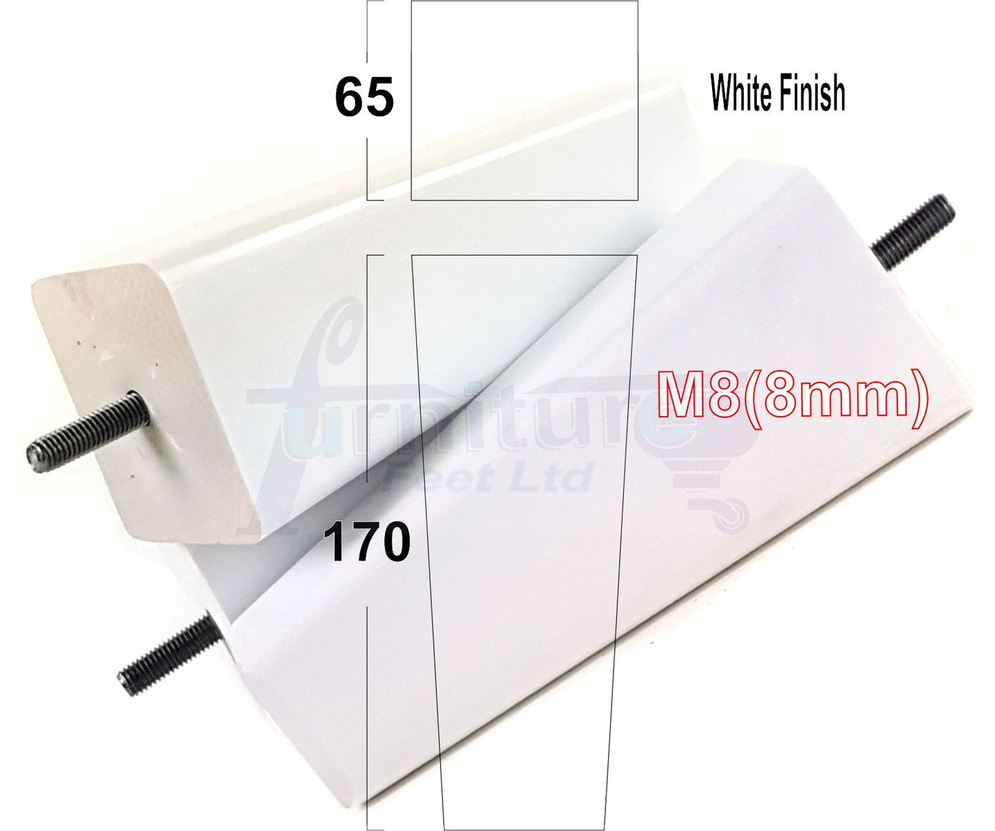 4x Wooden Furniture Legs 170mm High Replacement Square Tapered Feet 8mm