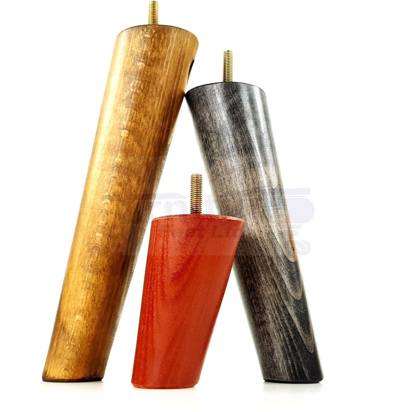 4 Solid Wood Turned Furniture Feet Replacement Mid Centry Angled Retro Legs 180mm High M8 Sofa Chairs Stools Cabinets Beds