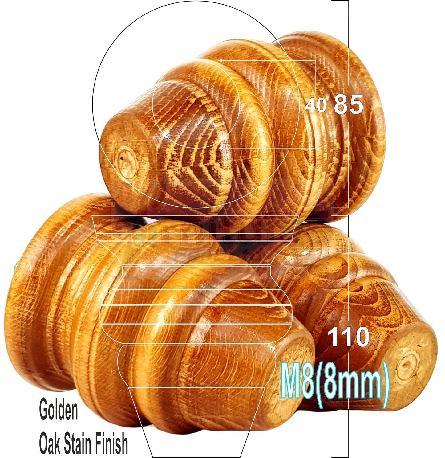 4x Turned Wood Furniture Legs Replacement Feet 110mm High Multiple Colours Chairs Stools Sofa's Beds Settee Cabinets M8