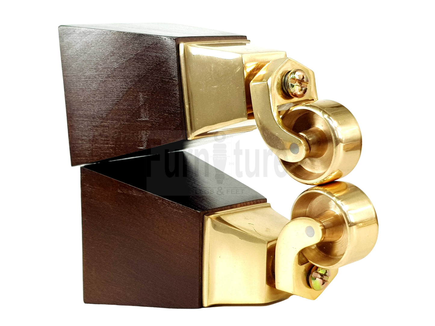 4x Block Wood Furniture Legs With Castor 8mm Thread For Chairs Settees Sofa 150mm High