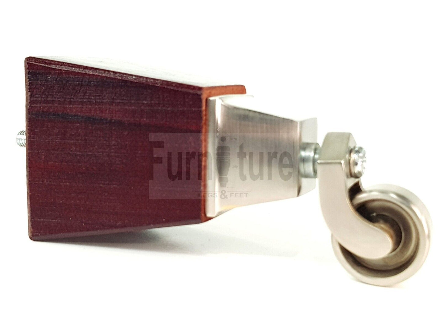 4x Block Wood With Brushed Castor Furniture Legs 8mm Thread For Chairs Settees Sofa 150mm