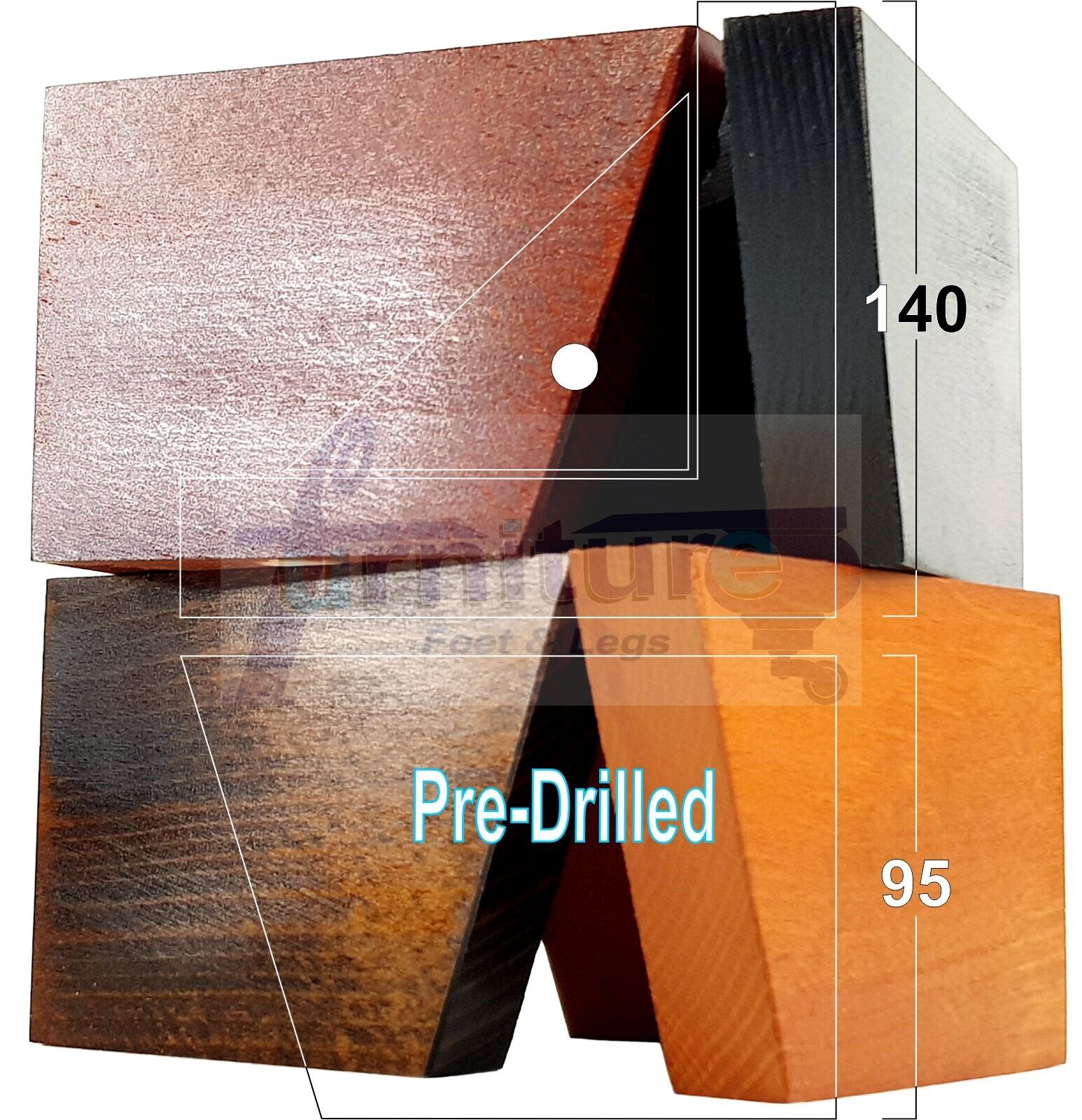 4 Solid Wood Furniture Legs Replacement Corner Feet 95mm High Multi Colours Chairs Stools Sofa Beds Settee & Cabinets Fix With Screws