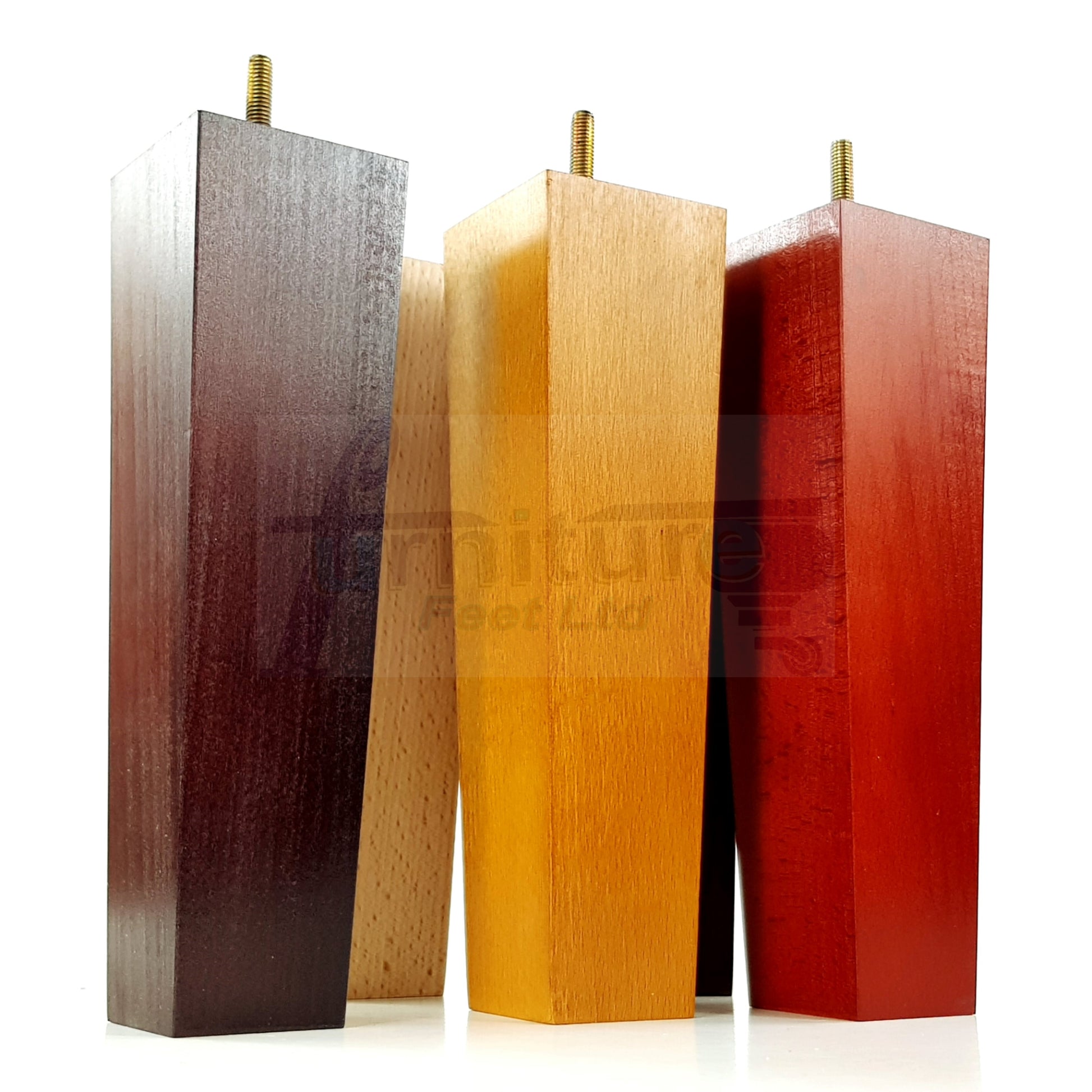 4 Solid Wood Furniture Feet Square Replacement Block Tapered Legs 220mm High M8 Sofa Chairs Stools Cabinets Beds