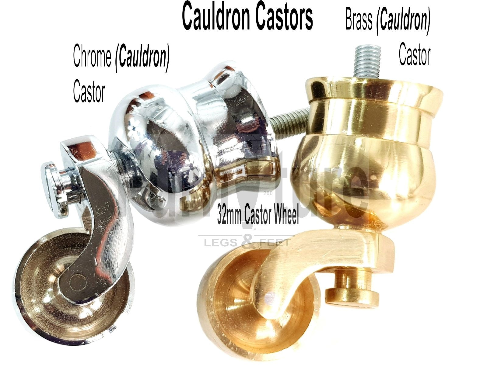 Set Of 4 Turned Furniture Wood Feet With Chrome Castors 150mm Sofas Chairs Settee Cabinets Beds M8(8mm)
